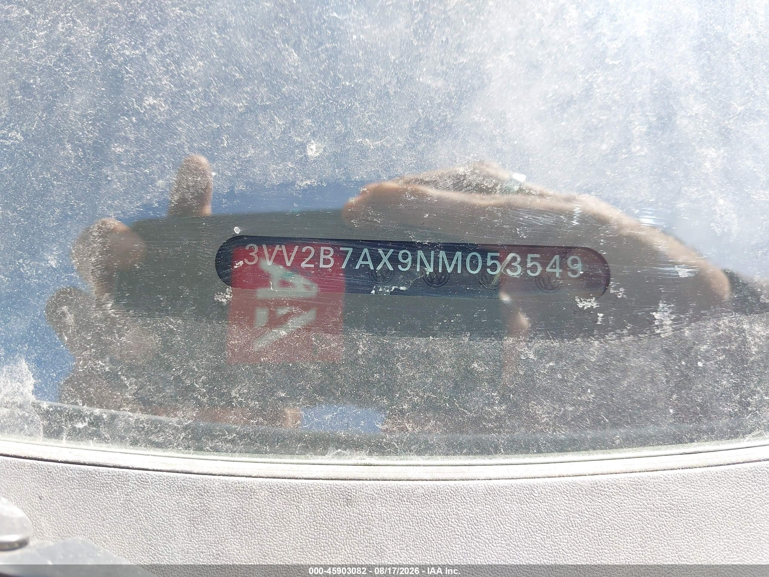 2022 Volkswagen Tiguan VIN 3VV2B7AX9NM053549 IAAI salvage auction — Side, Salvage (California), sold $6,900 on 2026-09-14 (photo 9)