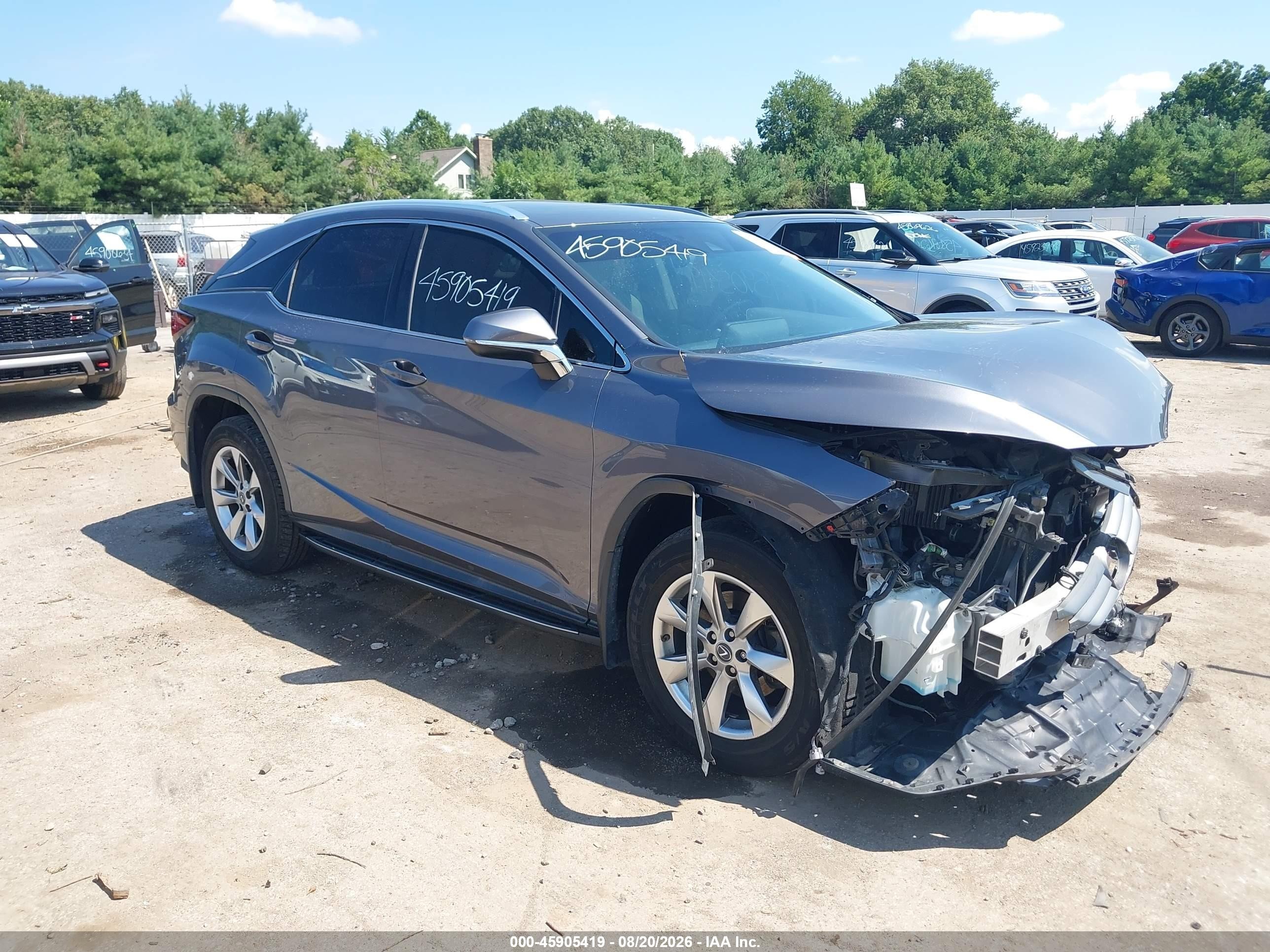 2019 Lexus Rx VIN 2T2BZMCA6KC172659 IAAI salvage auction — Front End, Clear (Indiana), sold $10,100 on 2026-10-09 (photo 1)