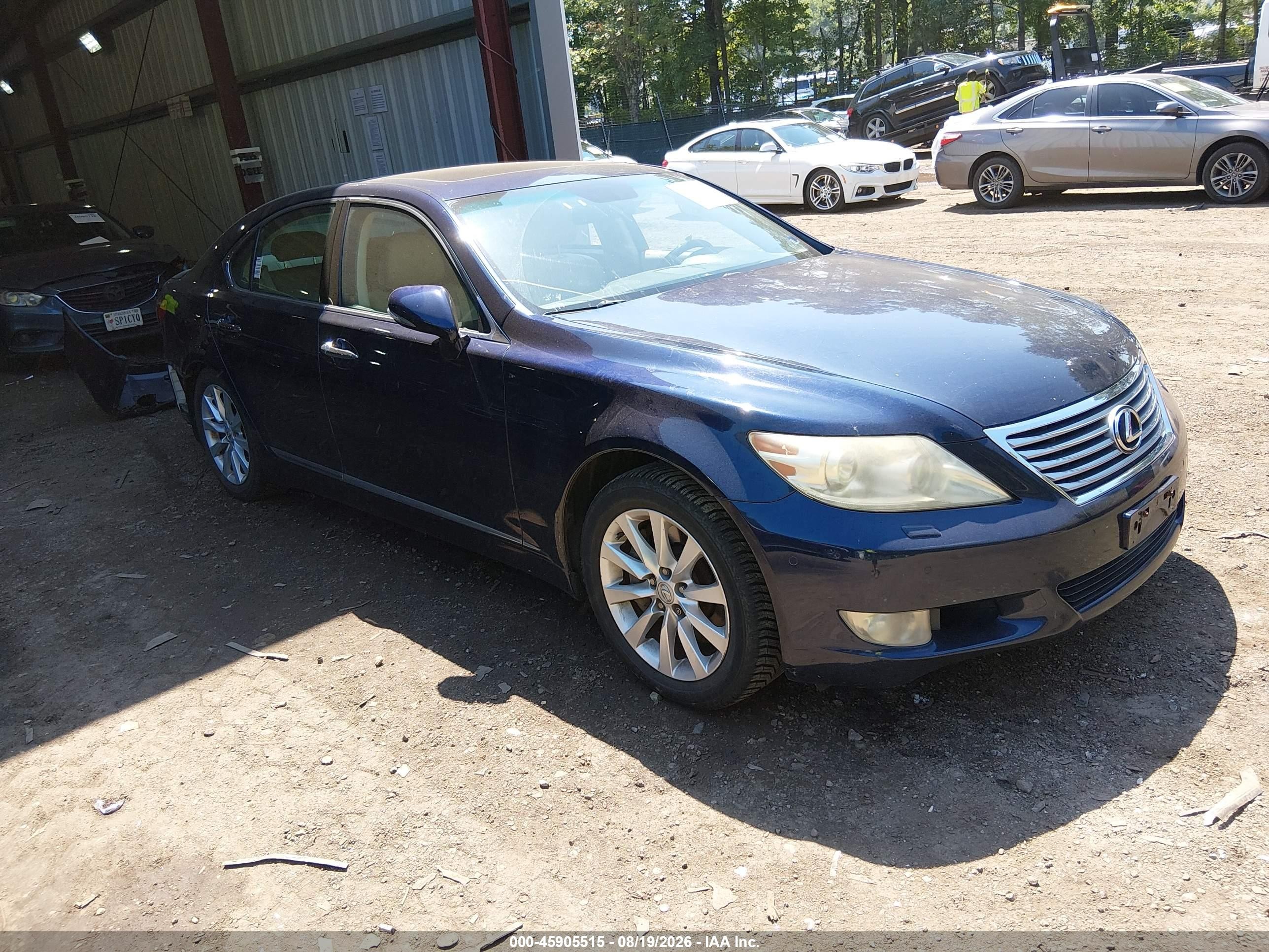 2010 Lexus LS 460 VIN JTHCL5EFXA5007619 IAAI salvage auction — Side, Salvage (Virginia), sold $1,350 on 2026-09-12 (photo 1)
