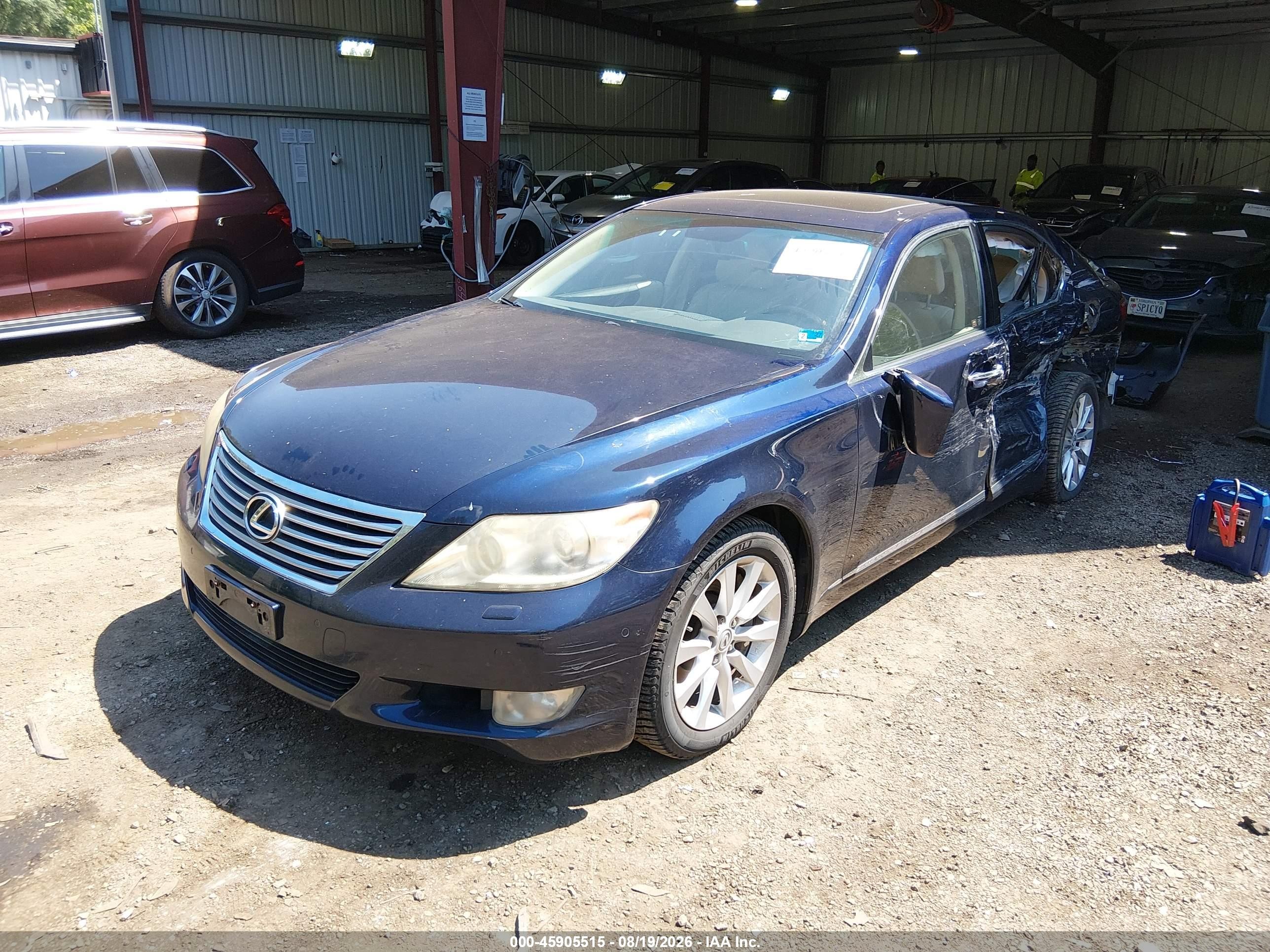 2010 Lexus LS 460 VIN JTHCL5EFXA5007619 IAAI salvage auction — Side, Salvage (Virginia), sold $1,350 on 2026-09-12 (photo 2)