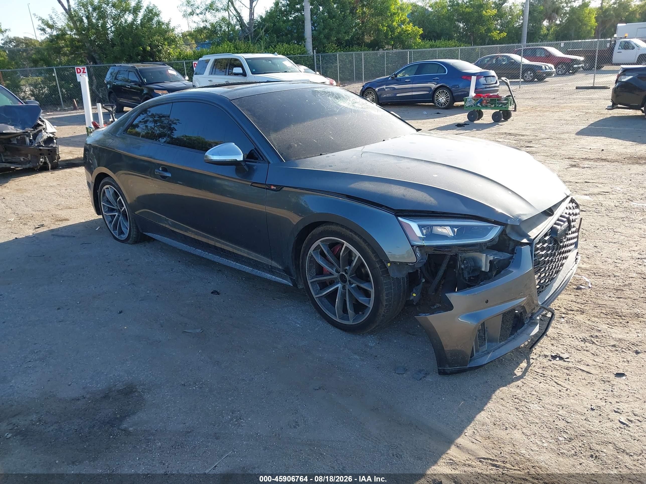 2018 Audi S5 VIN WAUP4AF51JA082292 IAAI salvage auction — Front End, Rebuildable (Florida), sold $5,650 on 2026-09-27 (photo 1)