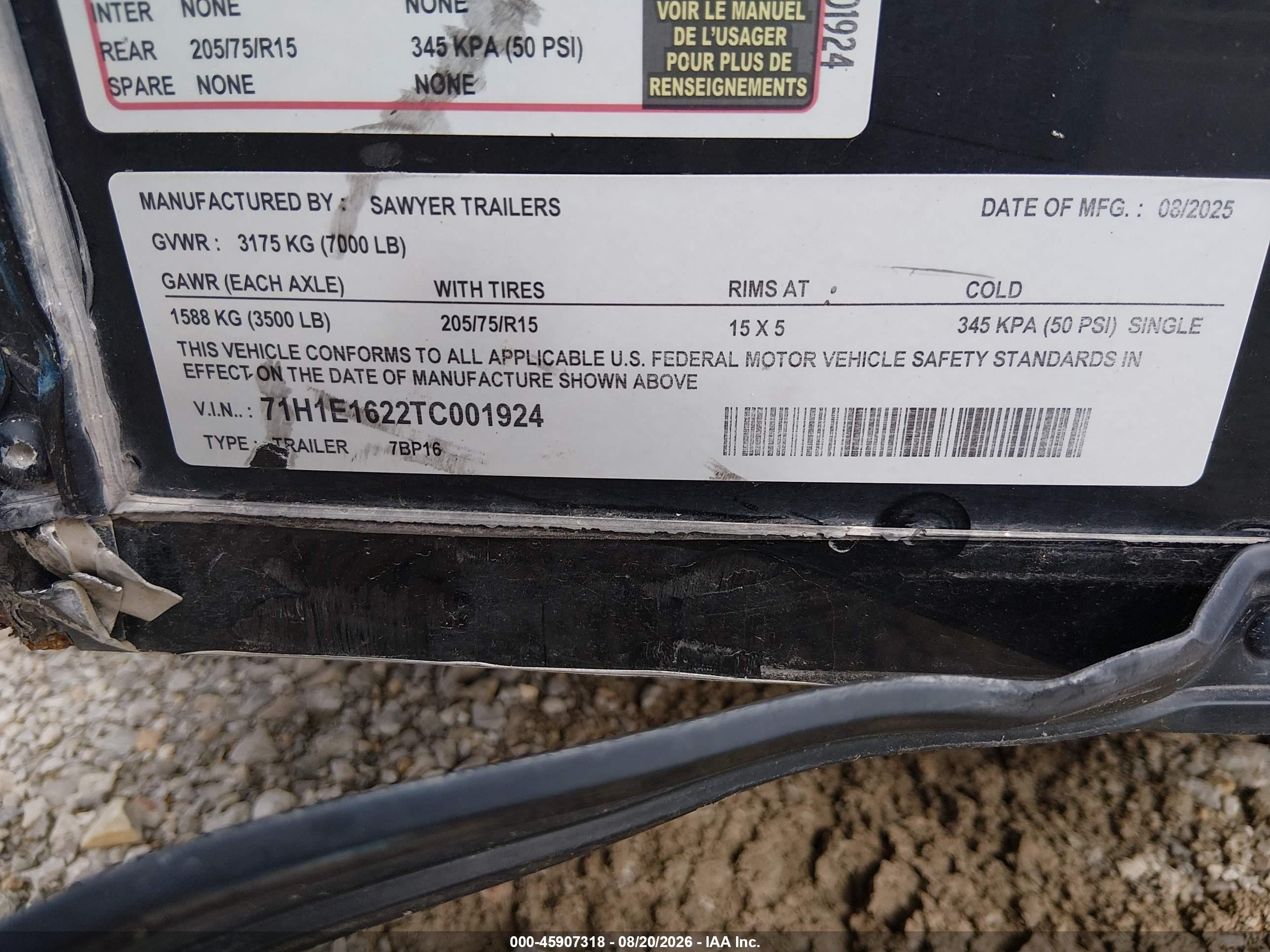 2026 Other Other VIN 71H1E1622TC001924 IAAI salvage auction — Side, Salvage (Missouri), sold $1,025 on 2026-09-24 (photo 9)