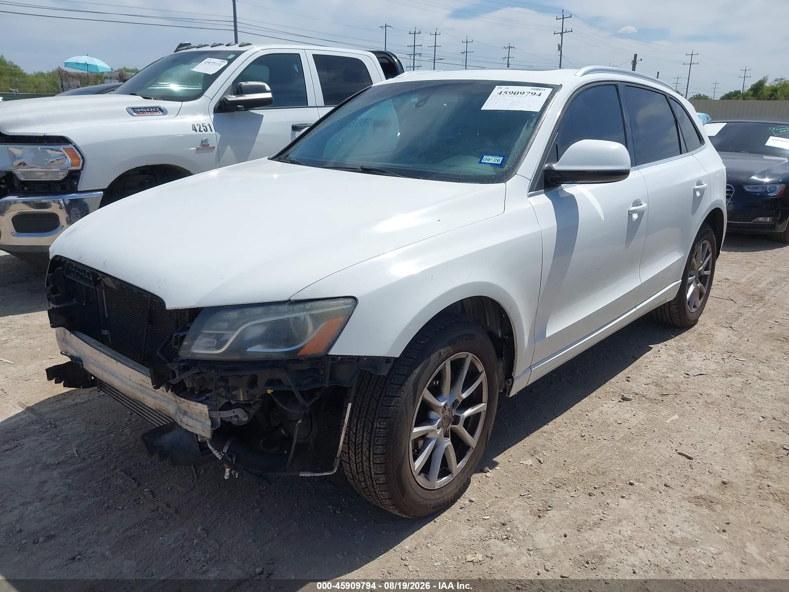 2012 Audi Q5 VIN WA1LFAFP7CA058167 IAAI salvage auction — Front End, Original (Texas), sold $600 on 2026-10-05 (photo 2)
