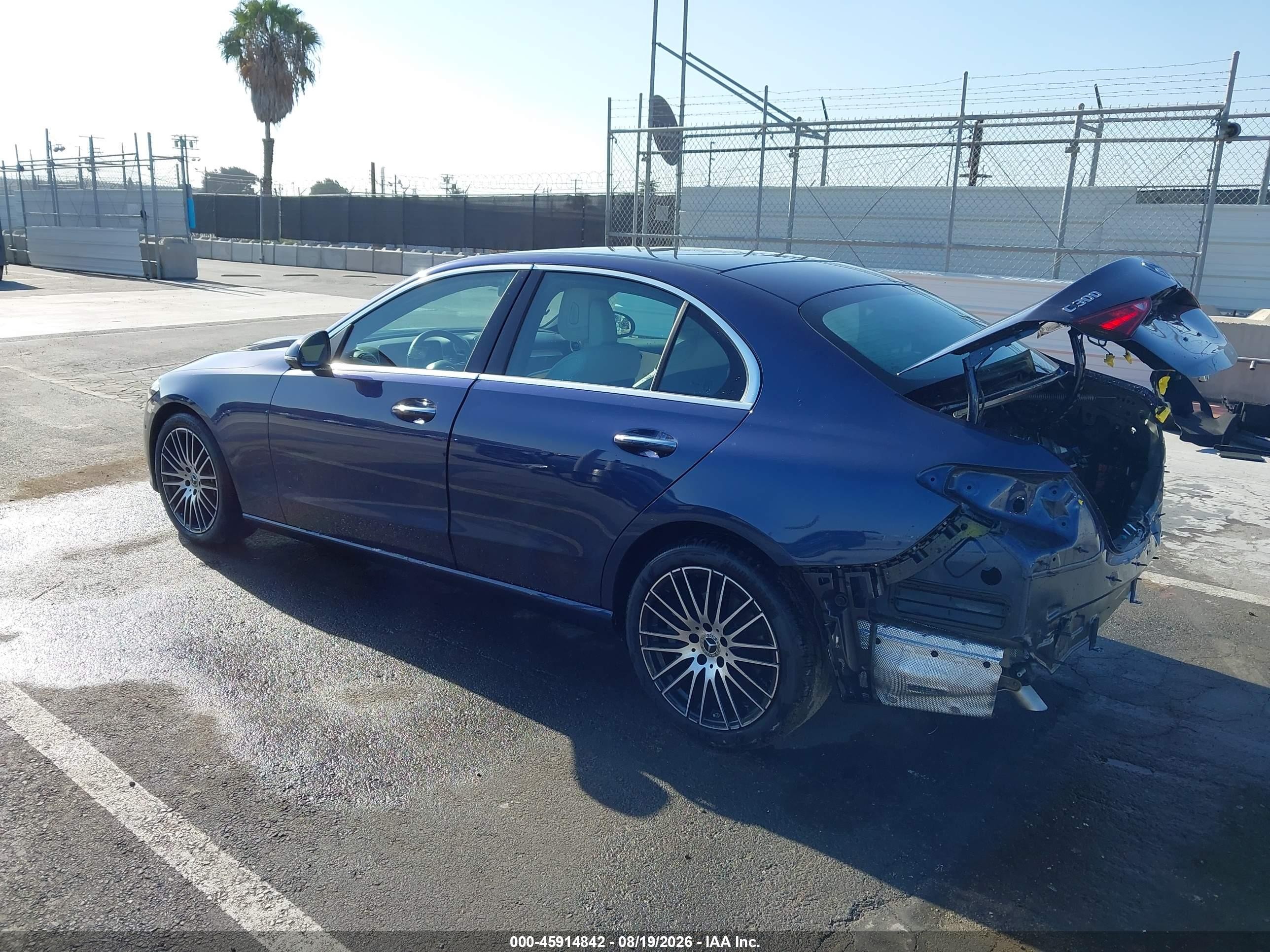 2025 Mercedes-Benz C-Class VIN W1KAF4HB0SR297761 IAAI salvage auction — Rear End, Salvage (California), sold $20,700 on 2026-09-16 (photo 3)