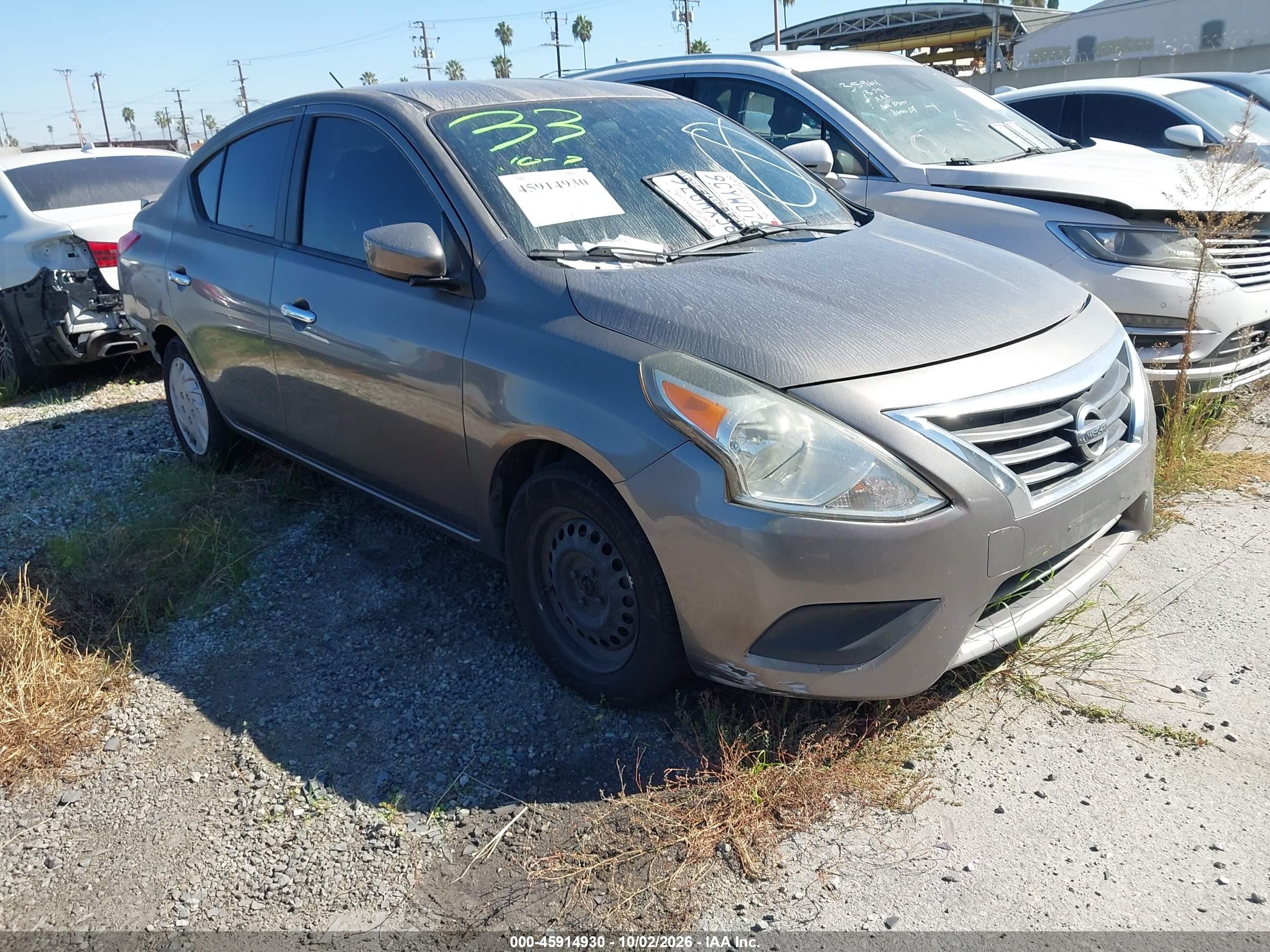 2016 Nissan Versa VIN 3N1CN7AP2GL857102 IAAI salvage auction — Rear End, Salvage Certificate (California), sold $1,300 on 2026-10-02 (photo 1)