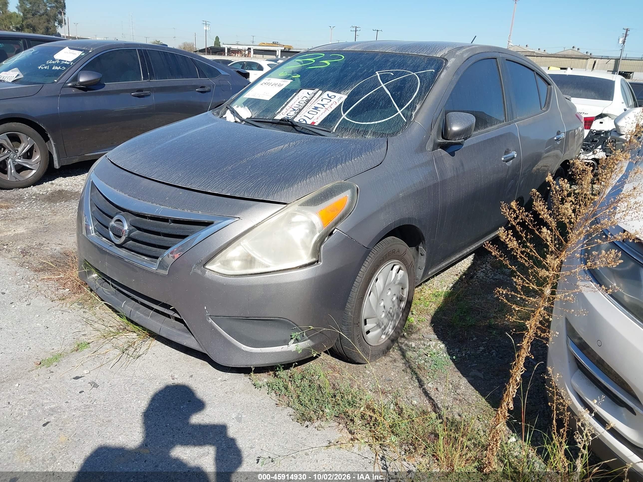 2016 Nissan Versa VIN 3N1CN7AP2GL857102 IAAI salvage auction — Rear End, Salvage Certificate (California), sold $1,300 on 2026-10-02 (photo 2)