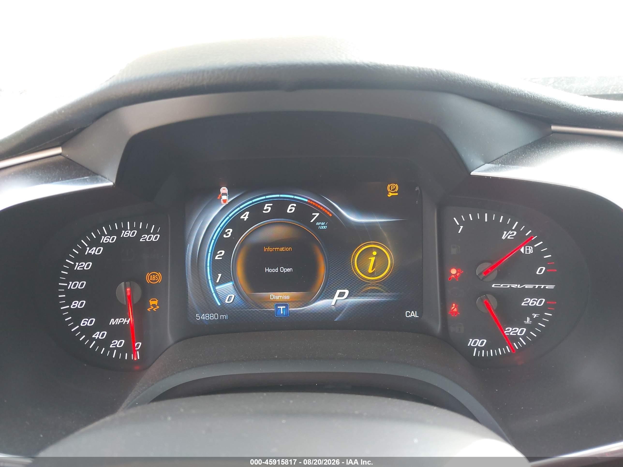 2018 Chevrolet Corvette VIN 1G1YB2D72J5101313 IAAI salvage auction — Front End, Salvage (California), sold $17,200 on 2026-09-05 (photo 7)