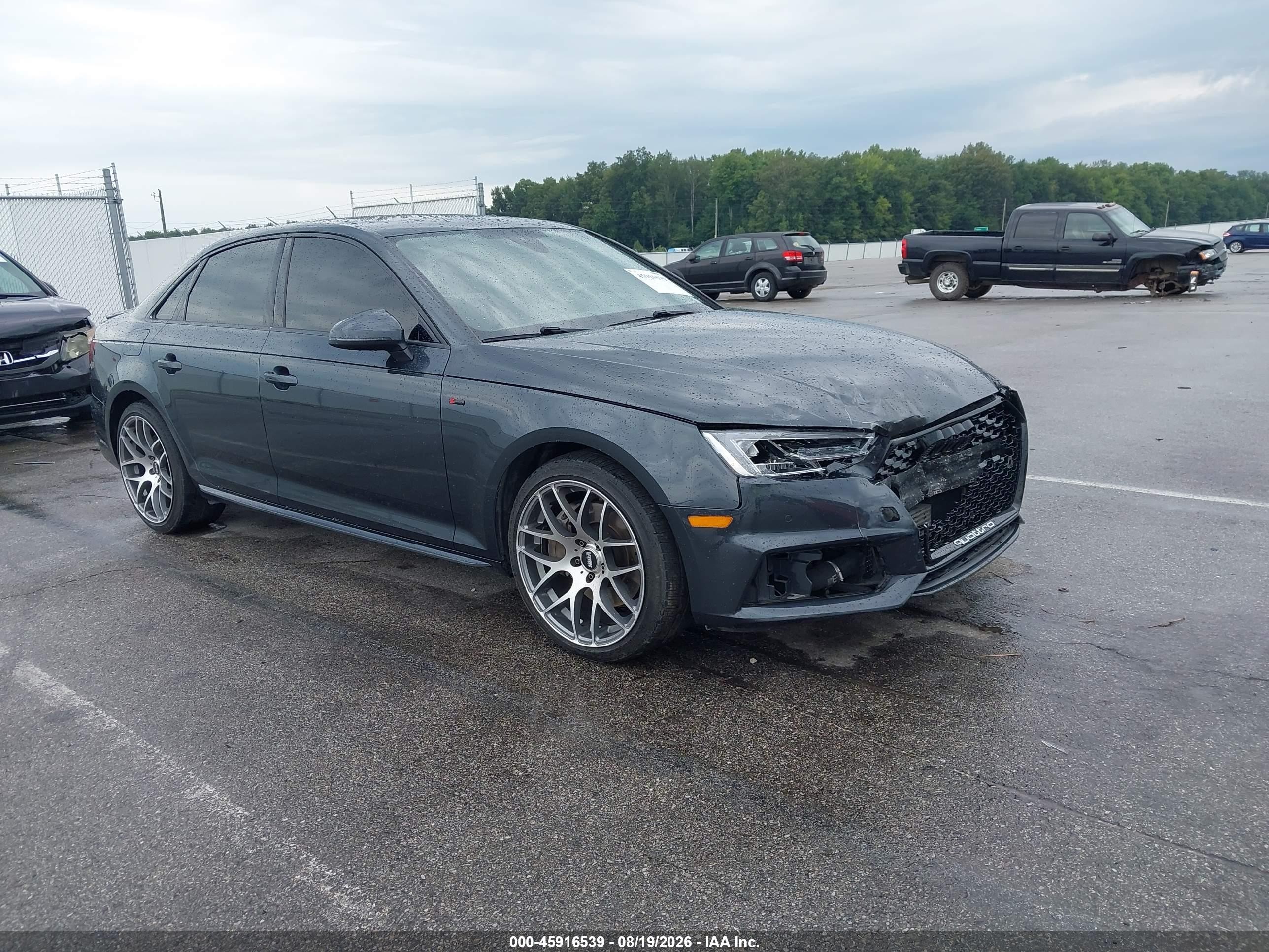 2018 Audi A4 VIN WAUENAF49JA094976 IAAI salvage auction — Front End, Clear (Indiana), sold $4,950 on 2026-09-13 (photo 1)