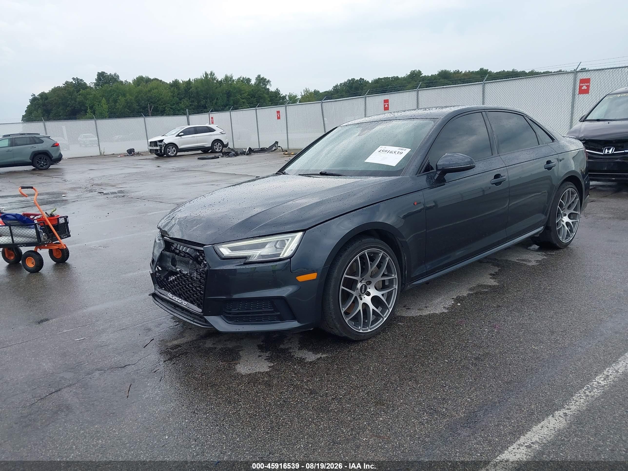 2018 Audi A4 VIN WAUENAF49JA094976 IAAI salvage auction — Front End, Clear (Indiana), sold $4,950 on 2026-09-13 (photo 2)