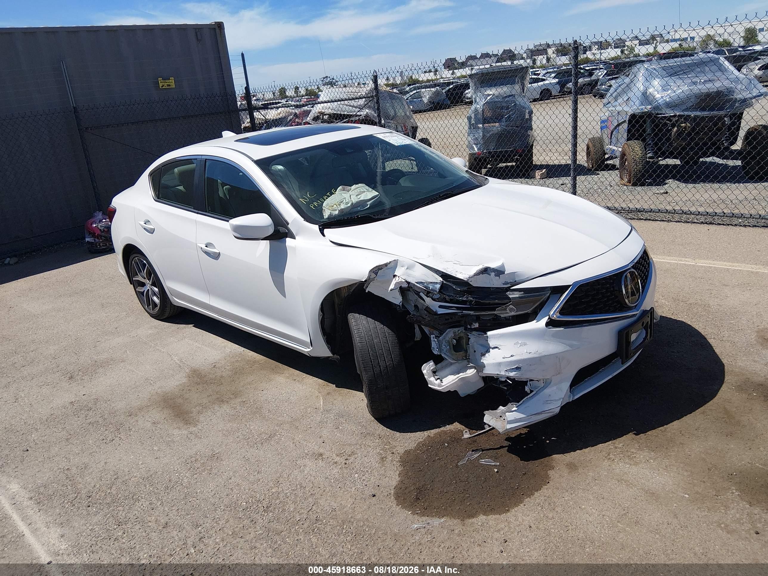 2019 Acura Ilx VIN 19UDE2F72KA013821 IAAI salvage auction — Front End, Salvage (California), sold $4,225 on 2026-09-14 (photo 1)