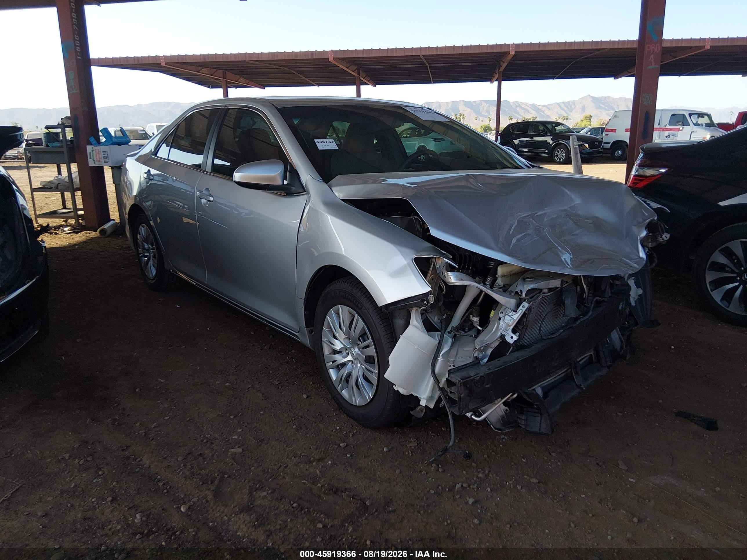 2014 Toyota Camry VIN 4T4BF1FK4ER424028 IAAI salvage auction — Front End, Salvage (Arizona), sold $1,450 on 2026-09-06 (photo 1)