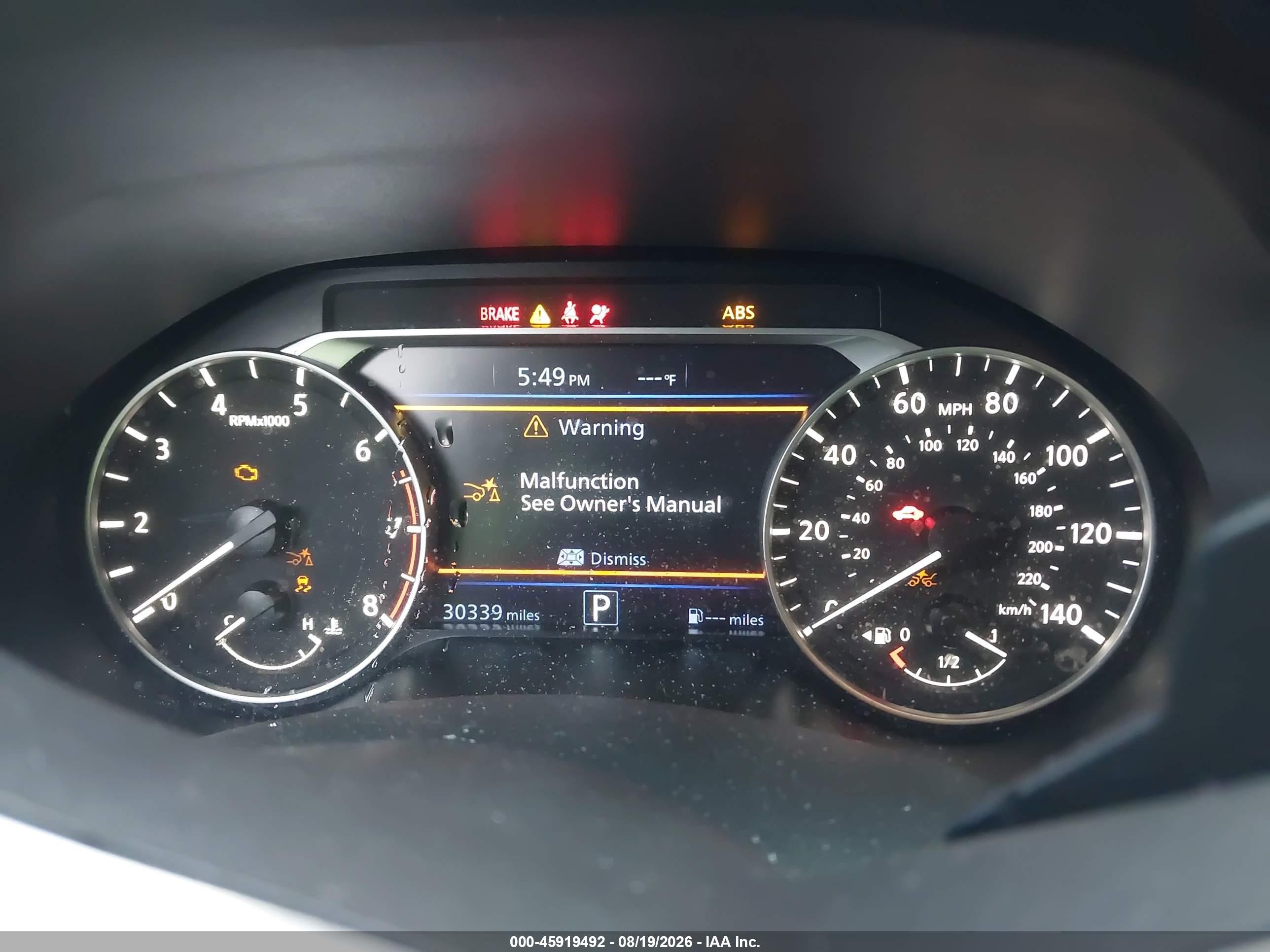 2024 Nissan Altima VIN 1N4BL4CV3RN321096 IAAI salvage auction — Front End, Certificate Of Destruction (Florida), sold $1,975 on 2026-10-04 (photo 7)