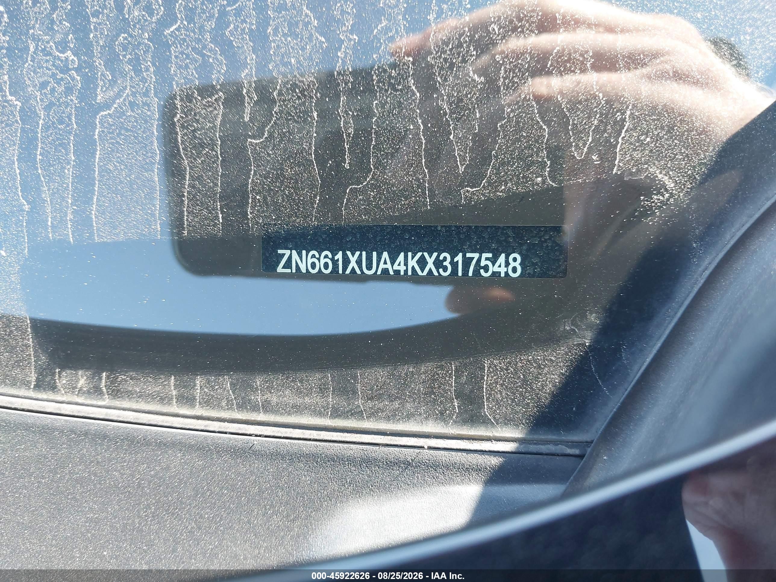 2019 Maserati Levante VIN ZN661XUA4KX317548 IAAI salvage auction — Unknown, Wait Title, sold $7,800 on 2026-09-20 (photo 9)