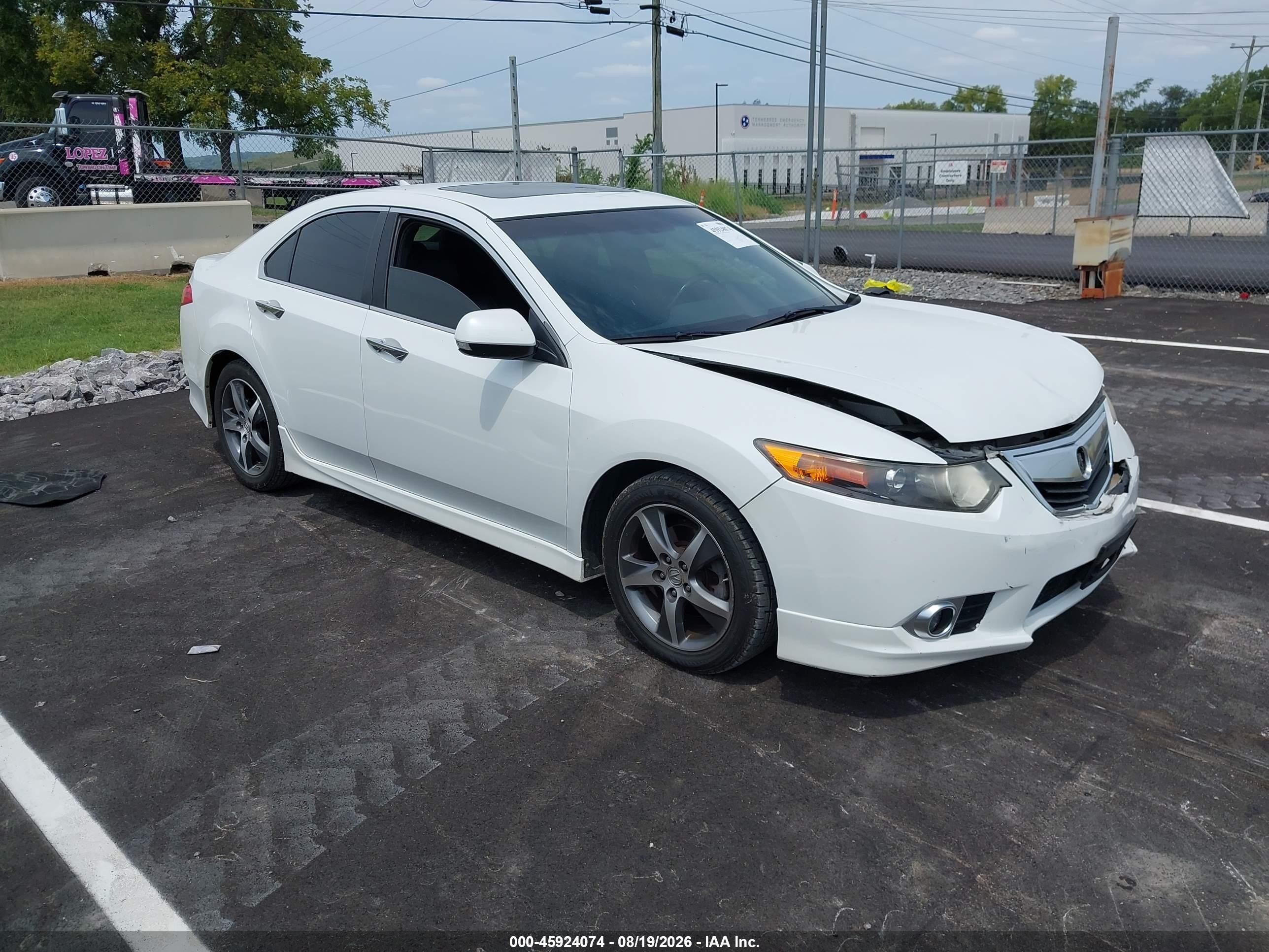 2013 Acura TSX VIN JH4CU2F87DC010845 IAAI salvage auction — Front End, Salvage (Tennessee), sold $1,600 on 2026-09-11 (photo 1)