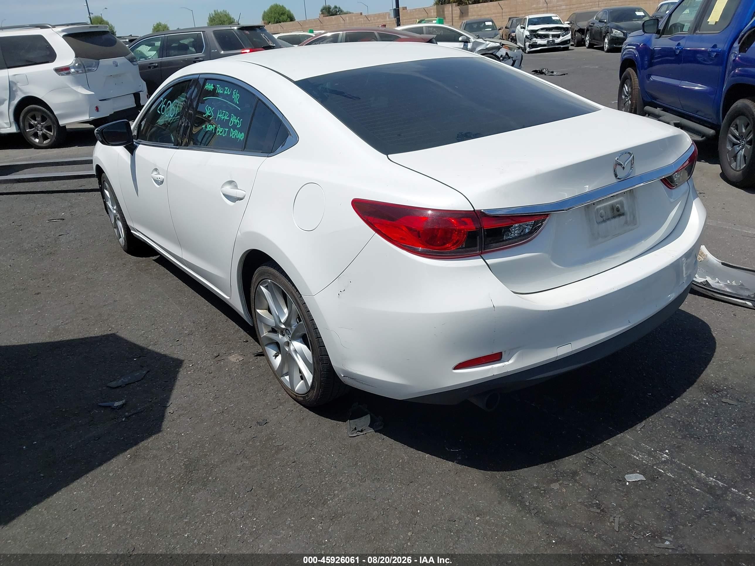 2016 Mazda 6 VIN JM1GJ1V55G1444890 IAAI salvage auction — Unknown, Salvage Certificate (California), sold $1,150 on 2026-09-13 (photo 3)