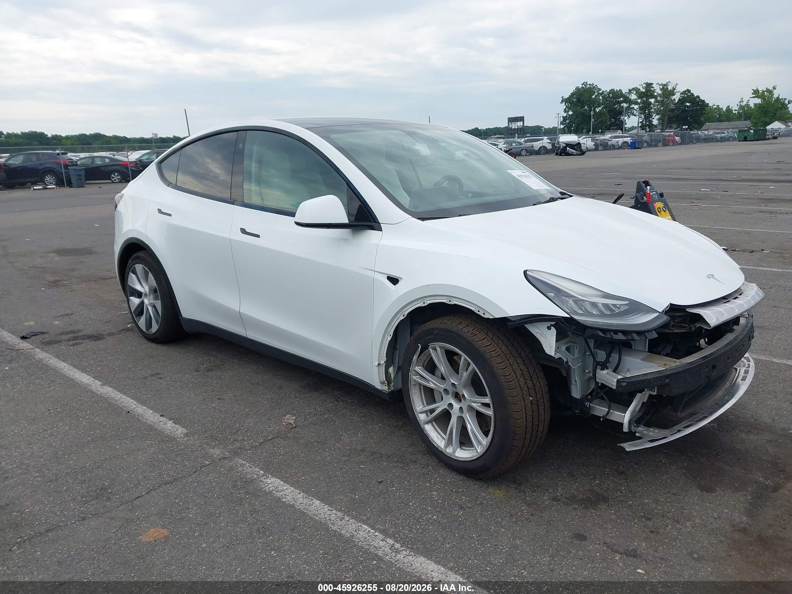 2021 Tesla Model Y VIN 5YJYGAEE0MF189197 IAAI salvage auction — Front End, Salvage (New Jersey), sold $10,975 on 2026-09-27 (photo 1)