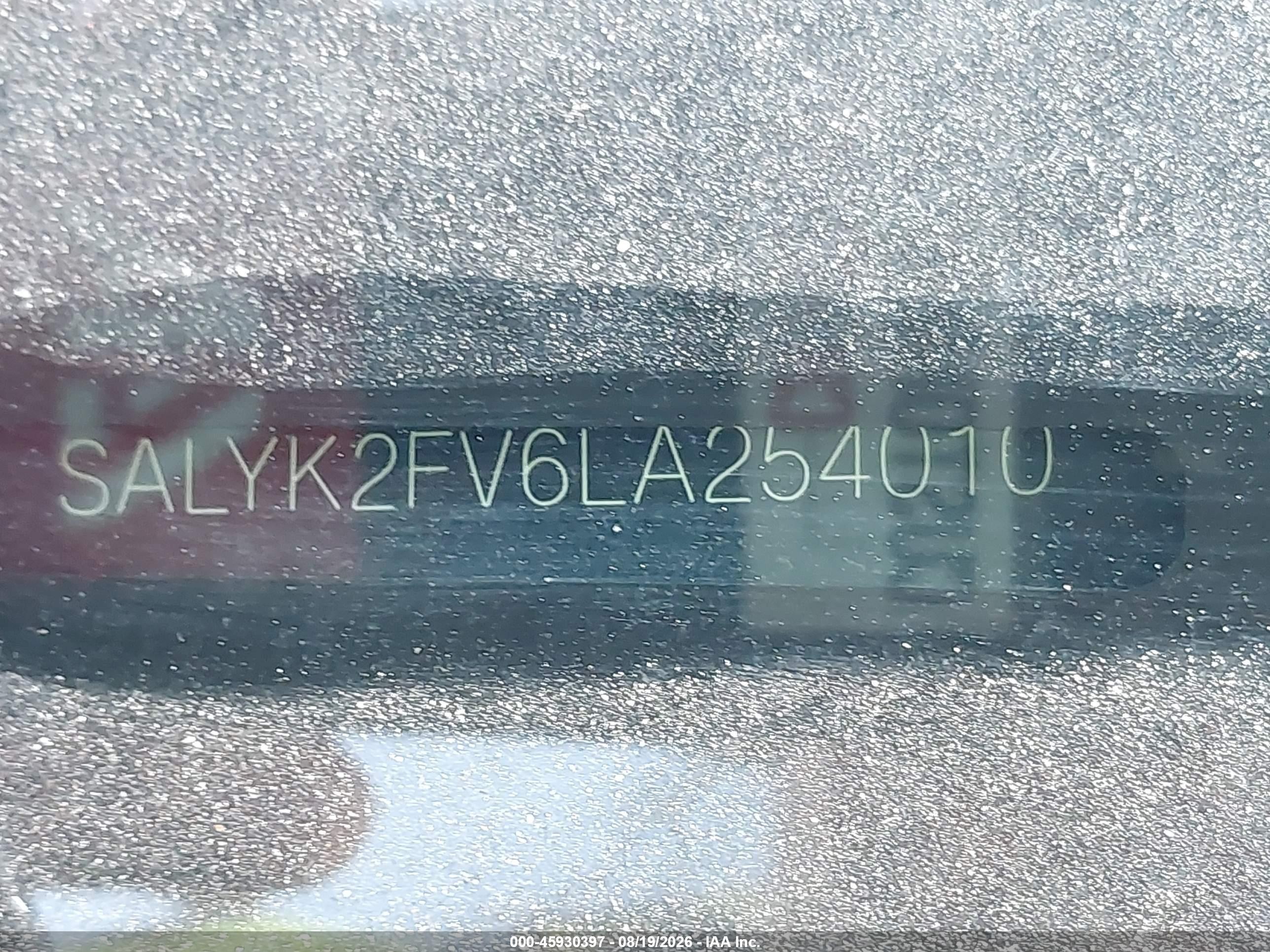 2020 Land rover Range rover velar VIN SALYK2FV6LA254010 IAAI salvage auction — Engine Damage, Clear (Georgia), sold $8,050 on 2026-08-27 (photo 9)