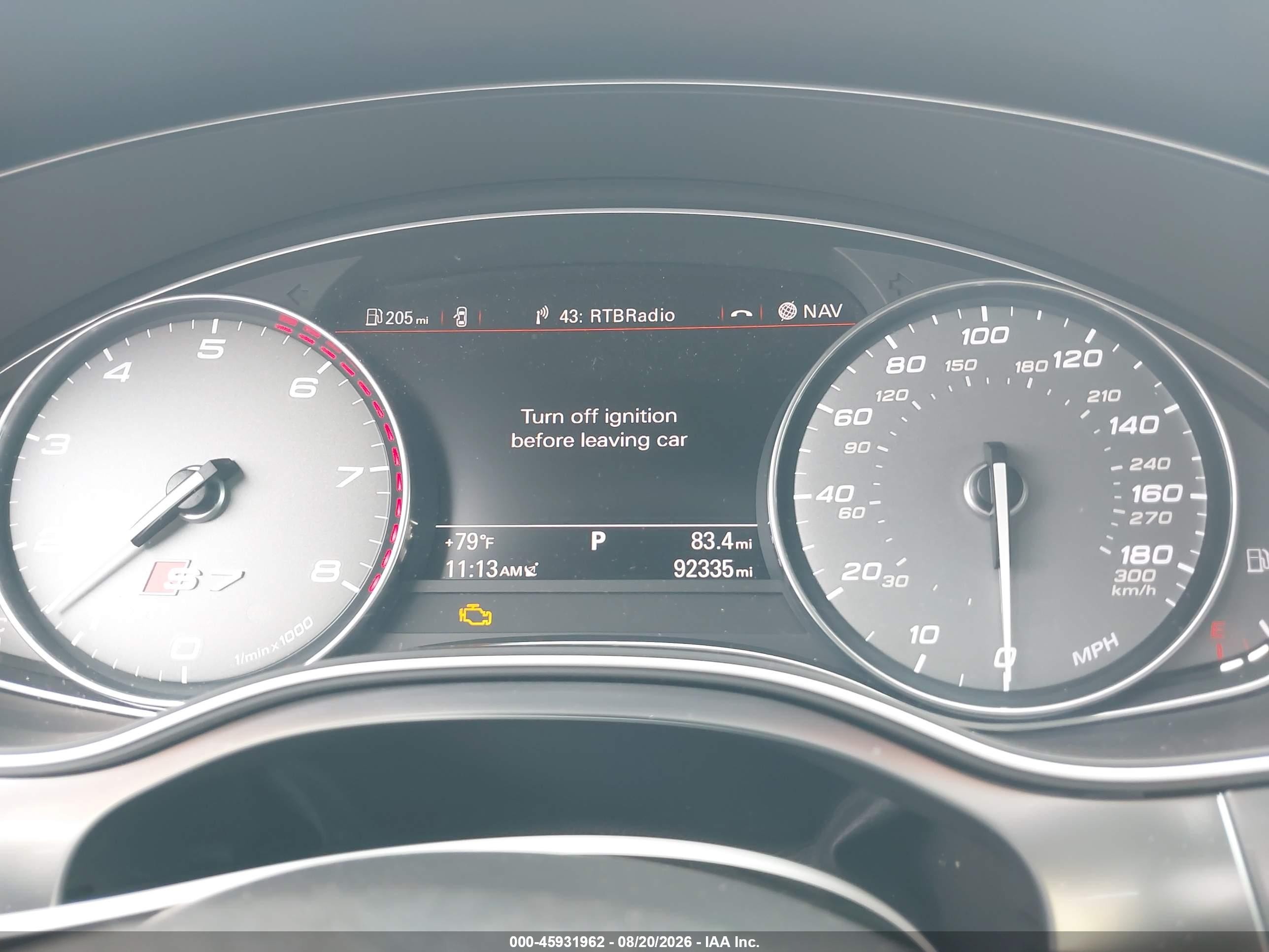 2015 Audi S7 VIN WAUW2AFC8FN003541 IAAI salvage auction — Front End, Salvage (Pennsylvania), sold $7,200 on 2026-09-13 (photo 7)
