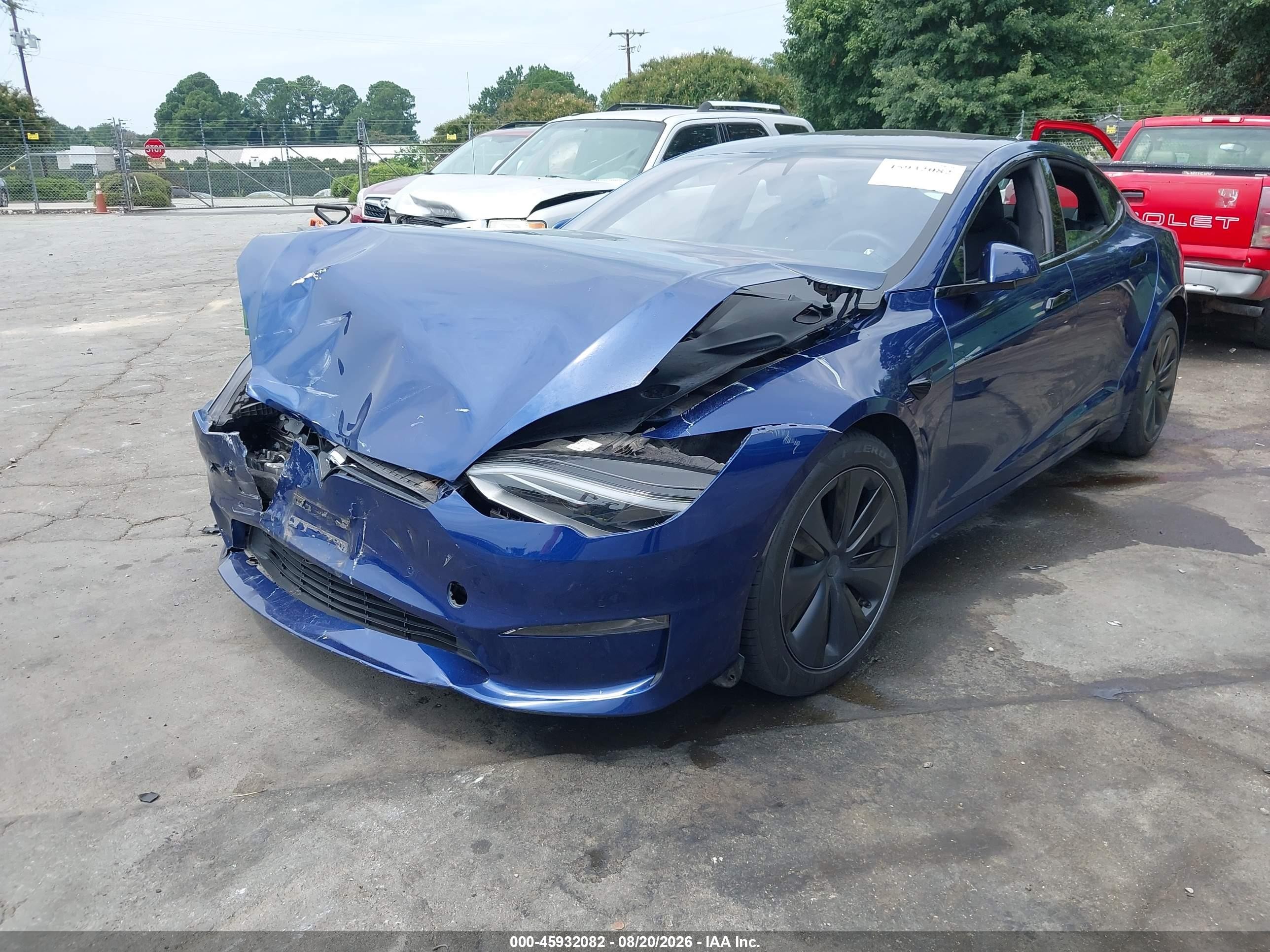 2022 Tesla Model S VIN 5YJSA1E54NF477216 IAAI salvage auction — Front End, Salvage (North Carolina), sold $14,500 on 2026-09-14 (photo 2)