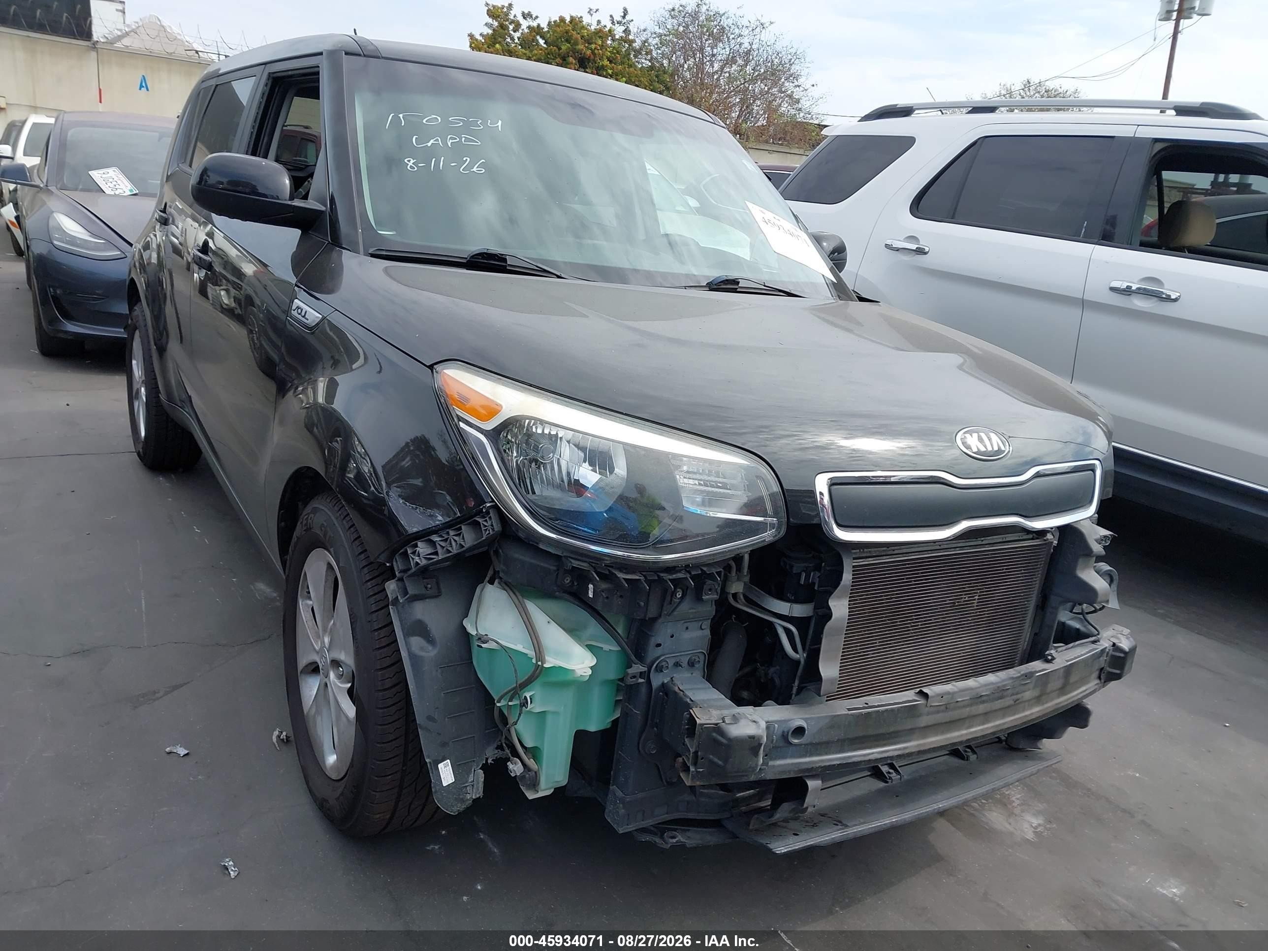 2016 Kia Soul VIN KNDJN2A26G7328364 IAAI salvage auction — Front End, Salvage Certificate (California), sold $775 on 2026-09-11 (photo 1)