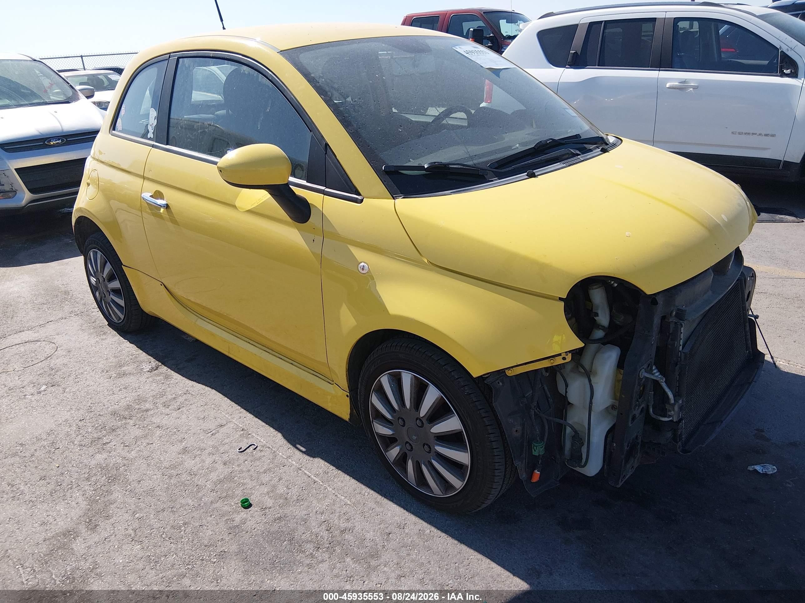 2012 Fiat 500 VIN 3C3CFFAR5CT127446 IAAI salvage auction — Front End, Salvage (Texas), sold $550 on 2026-09-14 (photo 1)