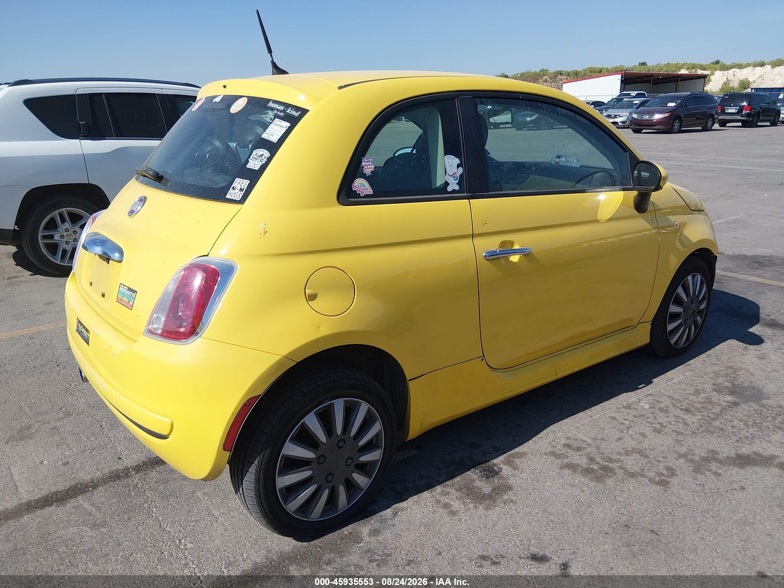 2012 Fiat 500 VIN 3C3CFFAR5CT127446 IAAI salvage auction — Front End, Salvage (Texas), sold $550 on 2026-09-14 (photo 4)