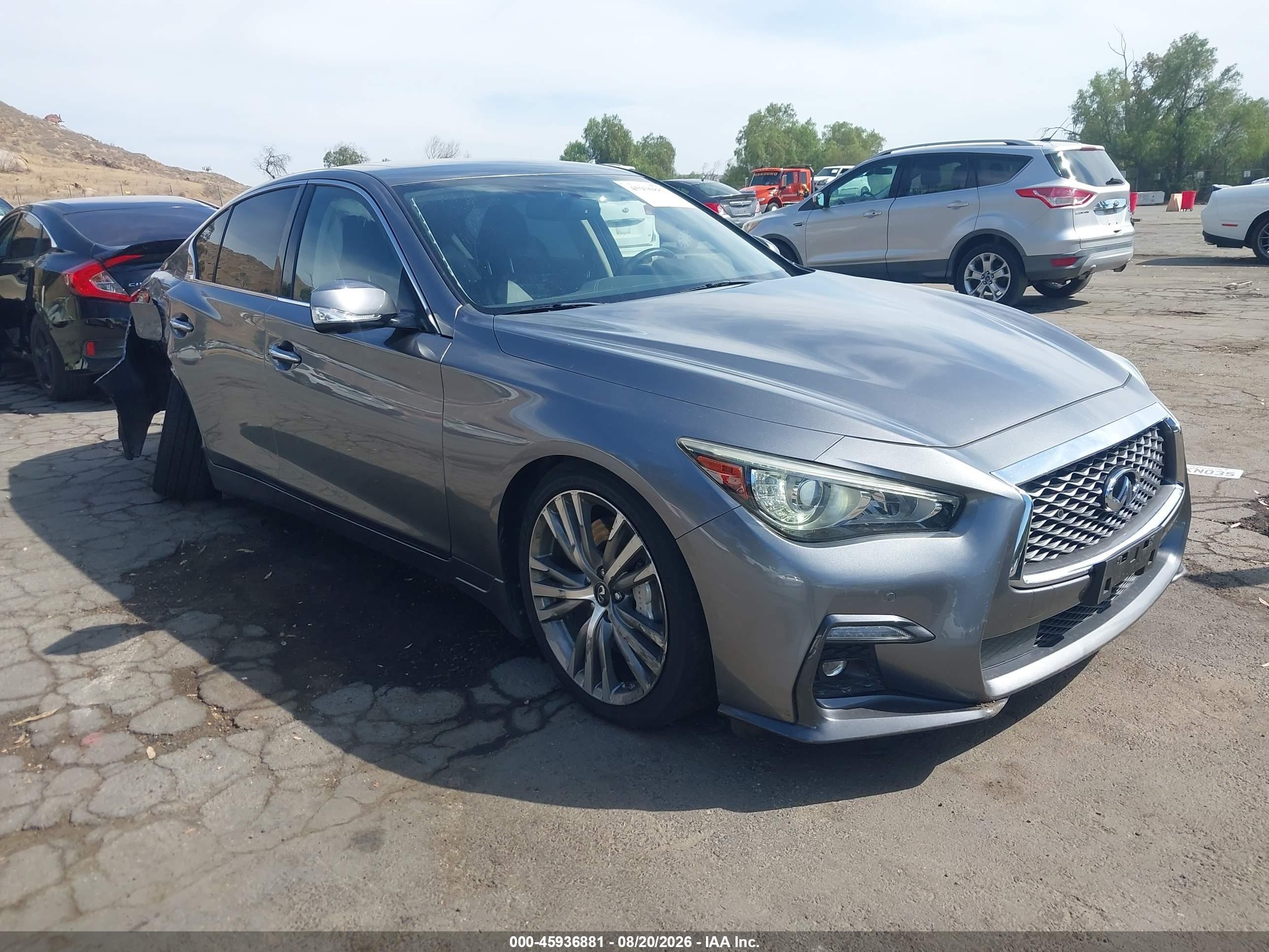 2019 Infiniti Q50 VIN JN1EV7AP6KM512324 IAAI salvage auction — Side, Salvage (California), sold $3,150 on 2026-09-08 (photo 1)
