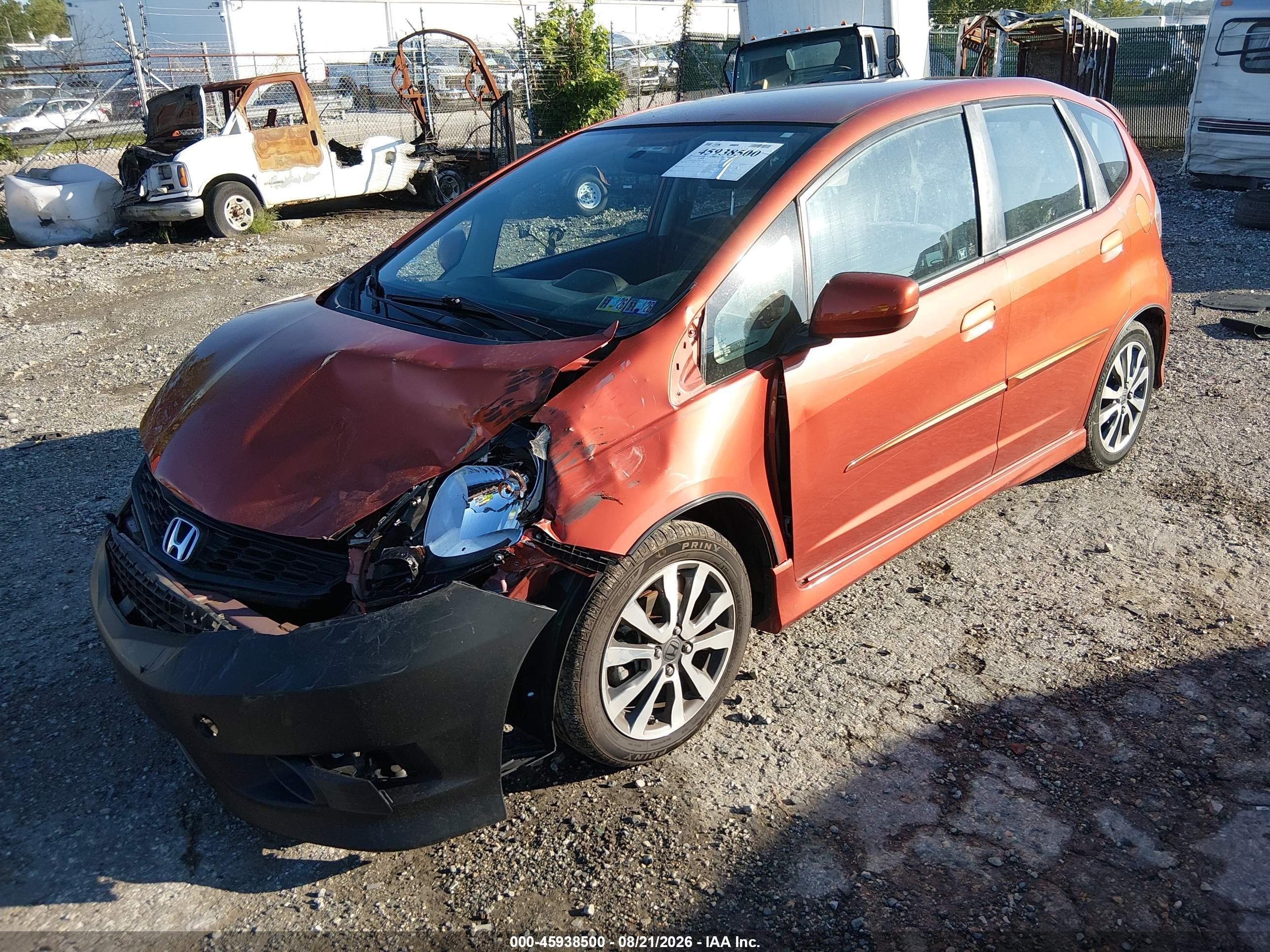 2012 Honda Fit VIN JHMGE8H57CC012744 IAAI salvage auction — Front End, Salvage (Pennsylvania), sold $1,150 on 2026-09-25 (photo 2)
