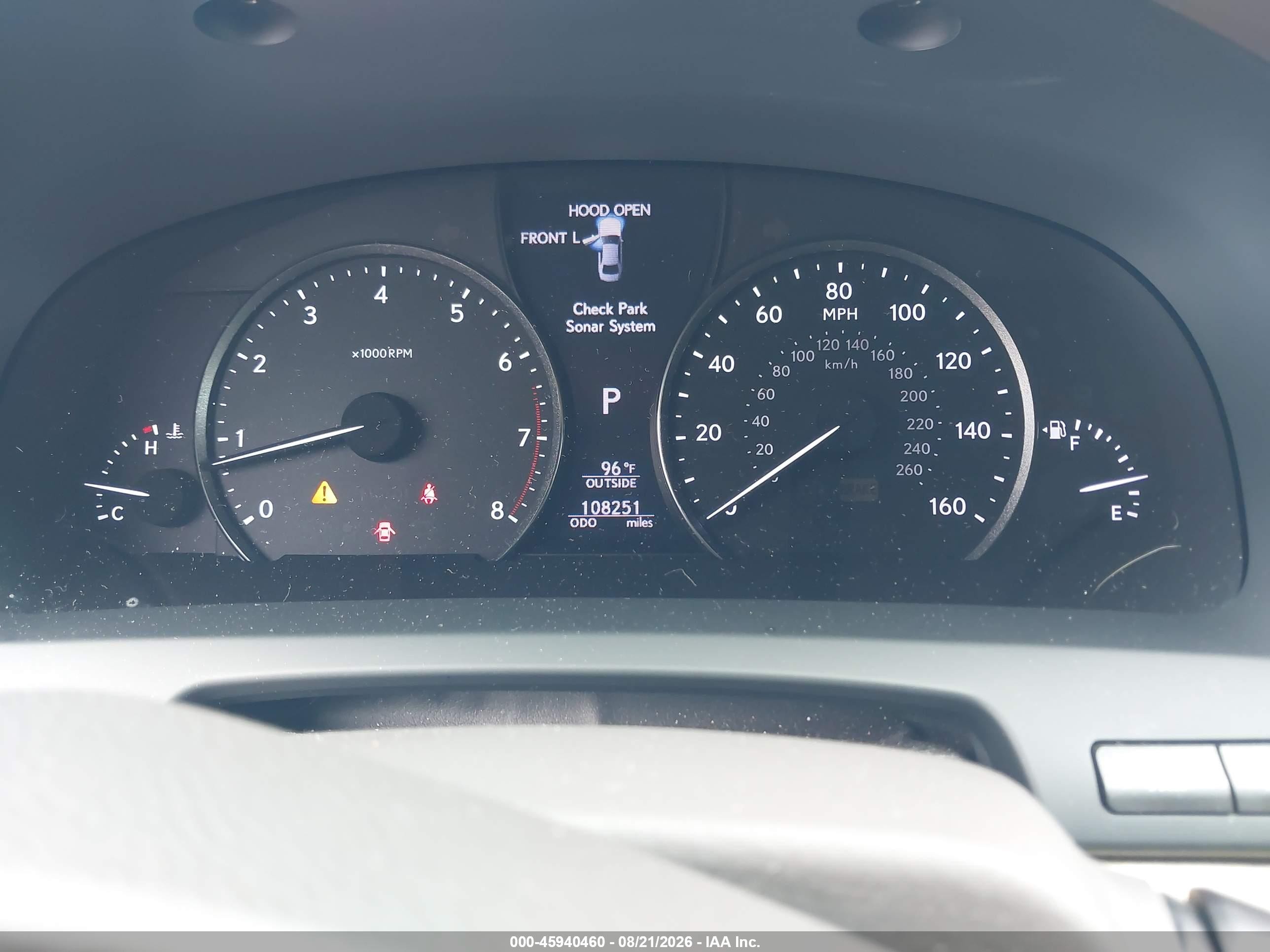 2013 Lexus Ls VIN JTHBL5EF9D5117514 IAAI salvage auction — Rear End, Clear (South Carolina), sold $5,200 on 2026-09-16 (photo 7)