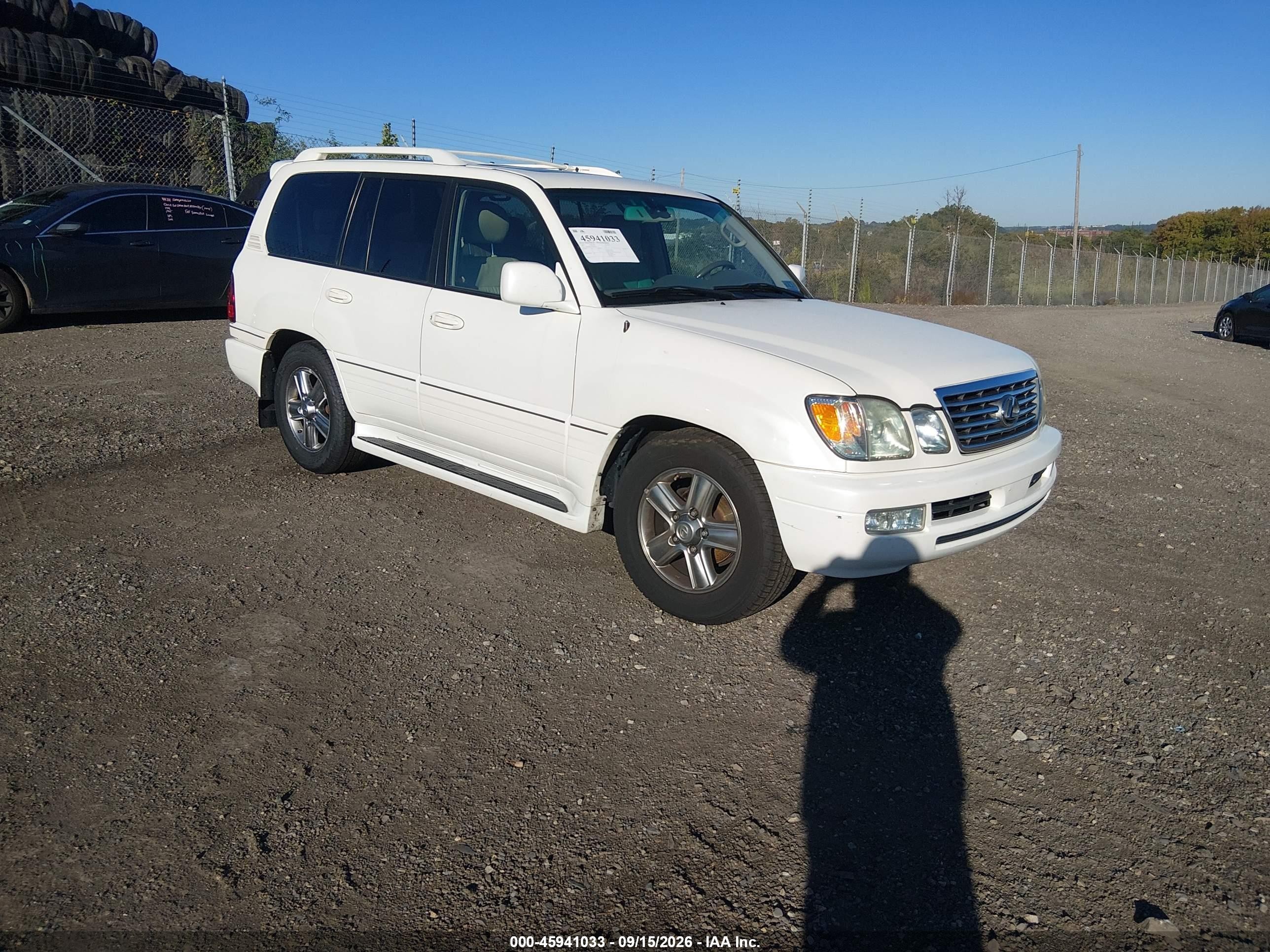 2007 Lexus LX 470 VIN JTJHT00WX74029357 IAAI salvage auction — Rear End, Salvage (Pennsylvania), sold $5,975 on 2026-09-27 (photo 1)