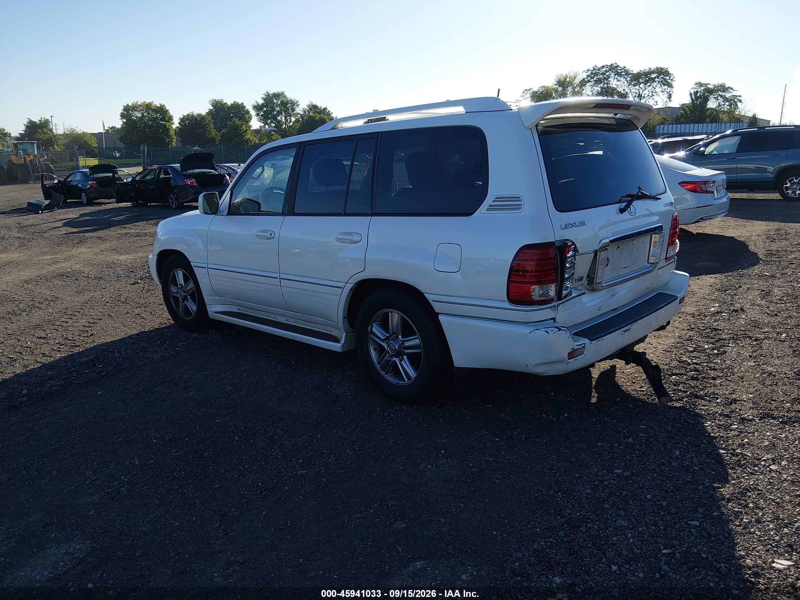 2007 Lexus LX 470 VIN JTJHT00WX74029357 IAAI salvage auction — Rear End, Salvage (Pennsylvania), sold $5,975 on 2026-09-27 (photo 3)