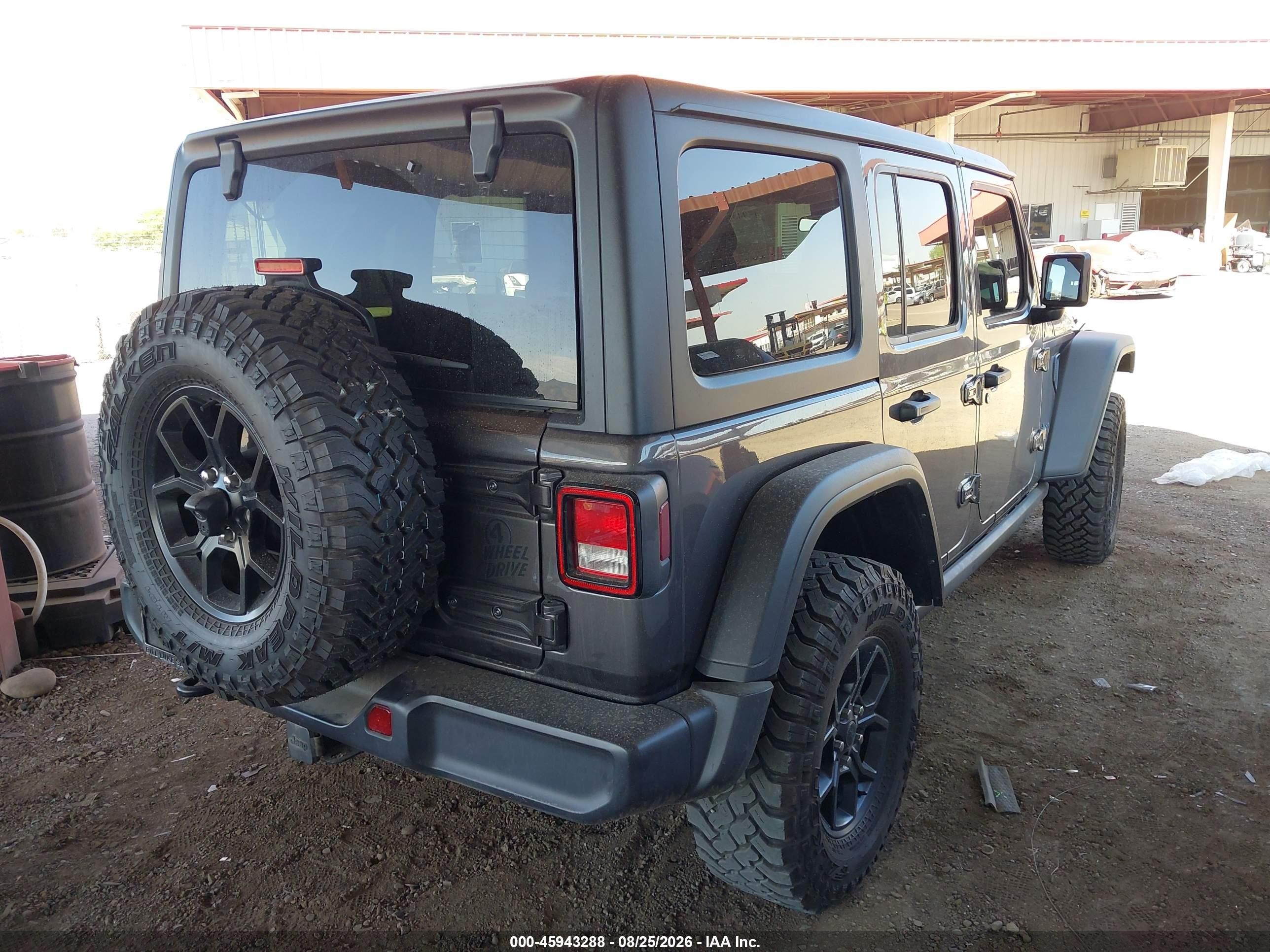 2025 Jeep Wrangler VIN 1C4RJXN61SW578618 IAAI salvage auction — Side, Salvage (Arizona), sold $17,800 on 2026-09-25 (photo 4)