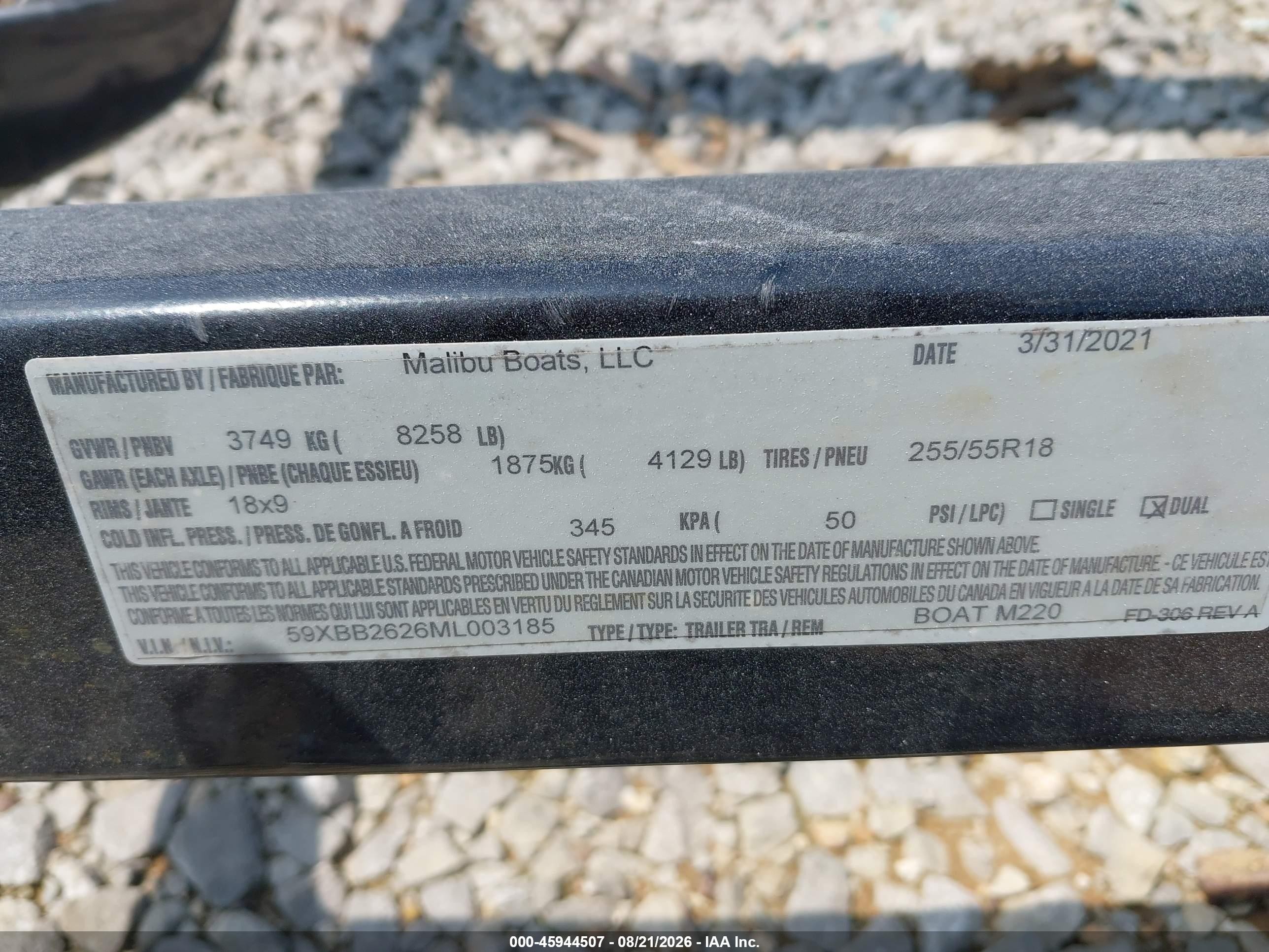 2021 Unknown VIN 59XBB2626ML003185 IAAI salvage auction — Front End, Salvage (Alabama), sold $425 on 2026-09-08 (photo 9)