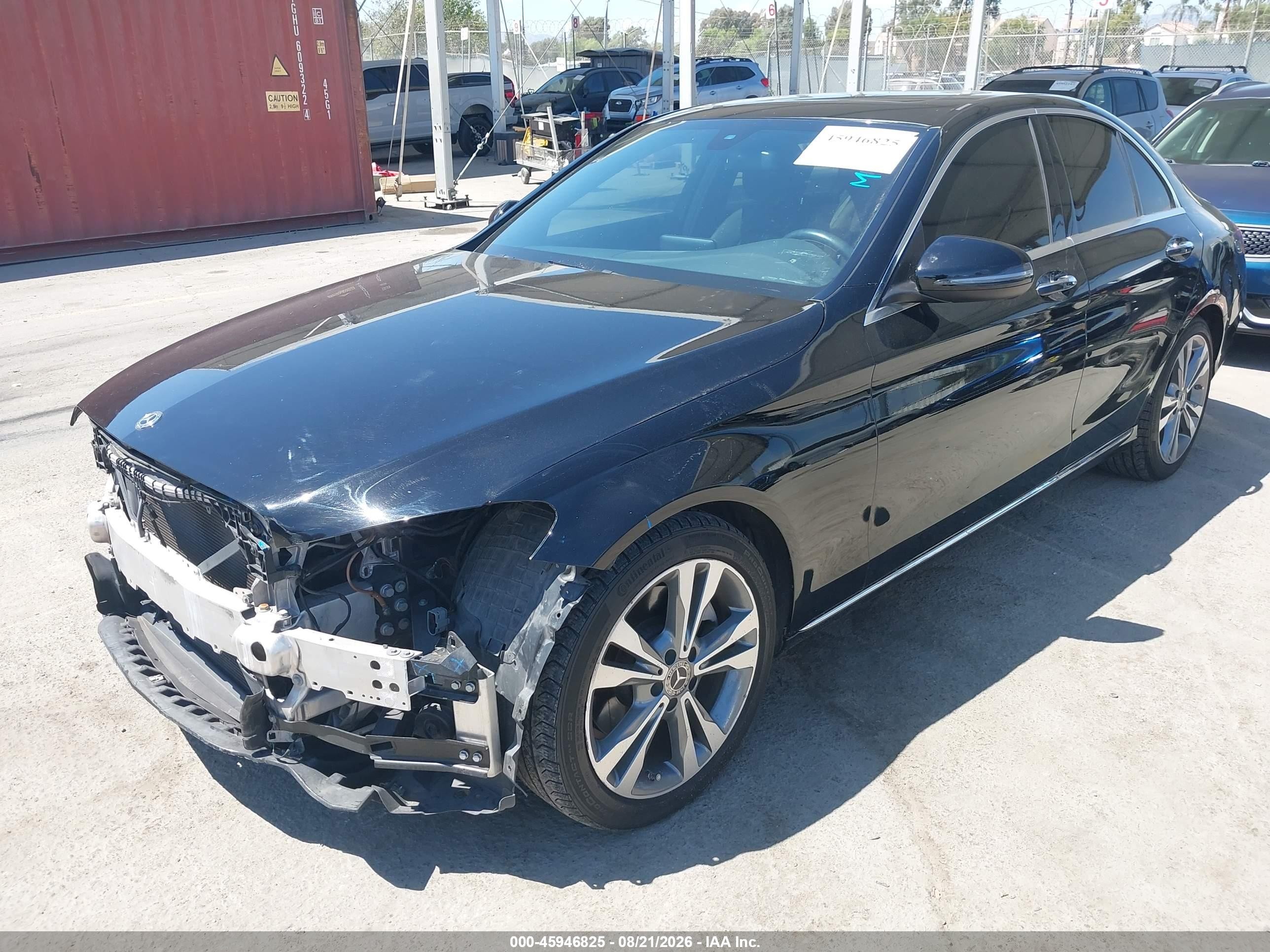 2018 Mercedes-Benz C-Class VIN 55SWF4JBXJU275778 IAAI salvage auction — Front End, Salvage (California), sold $6,800 on 2026-09-13 (photo 2)