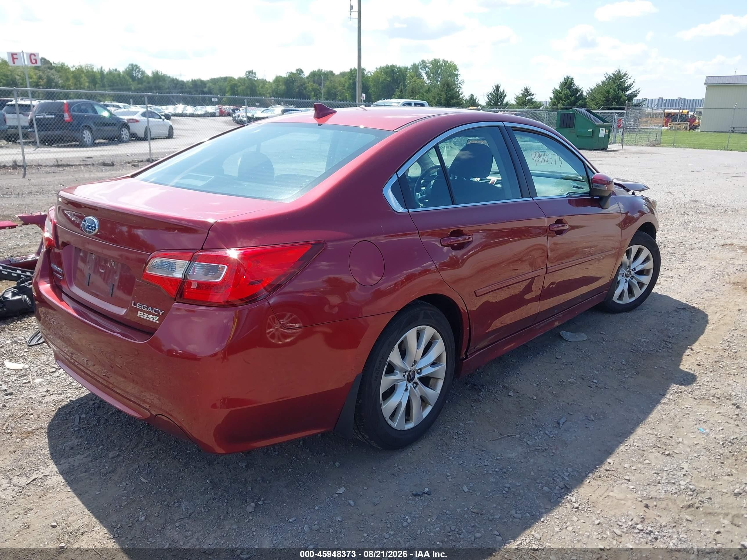 2016 Subaru LEGACY VIN 4S3BNAH65G3002697 IAAI salvage auction — Front End, Mv-907A (New York), sold $1,675 on 2026-09-08 (photo 4)