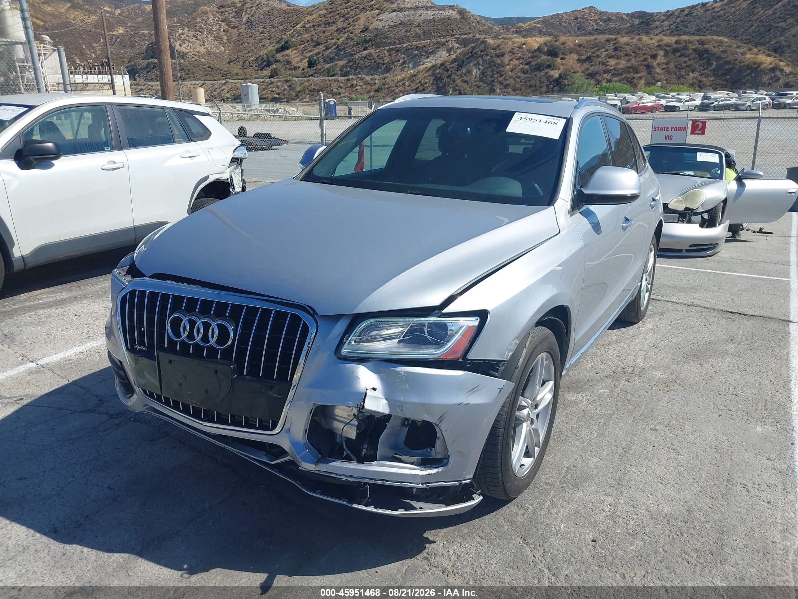 2016 Audi Q5 VIN WA1L2AFP9GA049343 IAAI salvage auction — Front End, Salvage (California), sold $3,850 on 2026-09-19 (photo 2)
