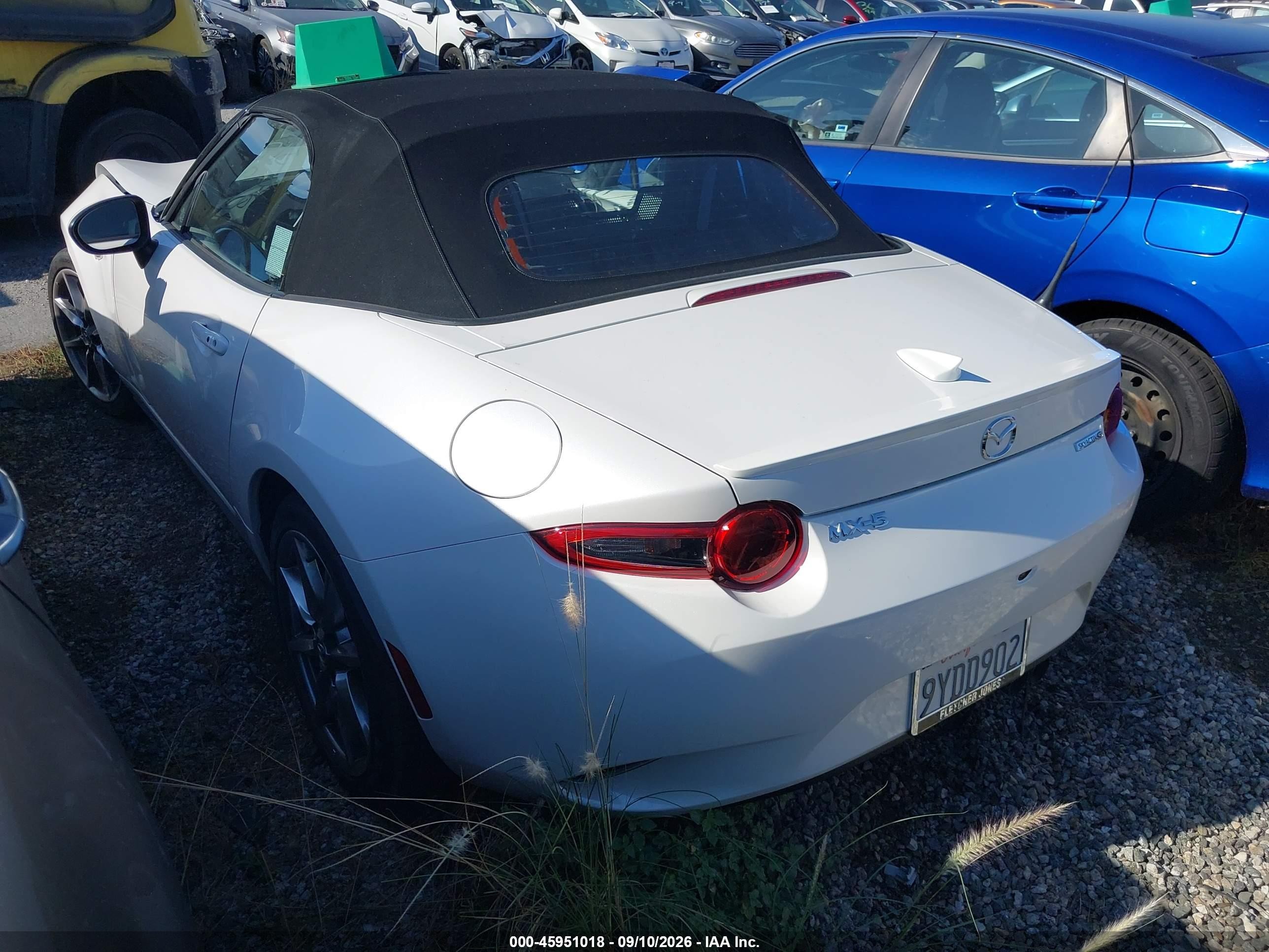 2022 Mazda MX-5 Miata VIN JM1NDAD72N0505925 IAAI salvage auction — Front End, Salvage Certificate (California), sold $4,150 on 2026-09-12 (photo 3)