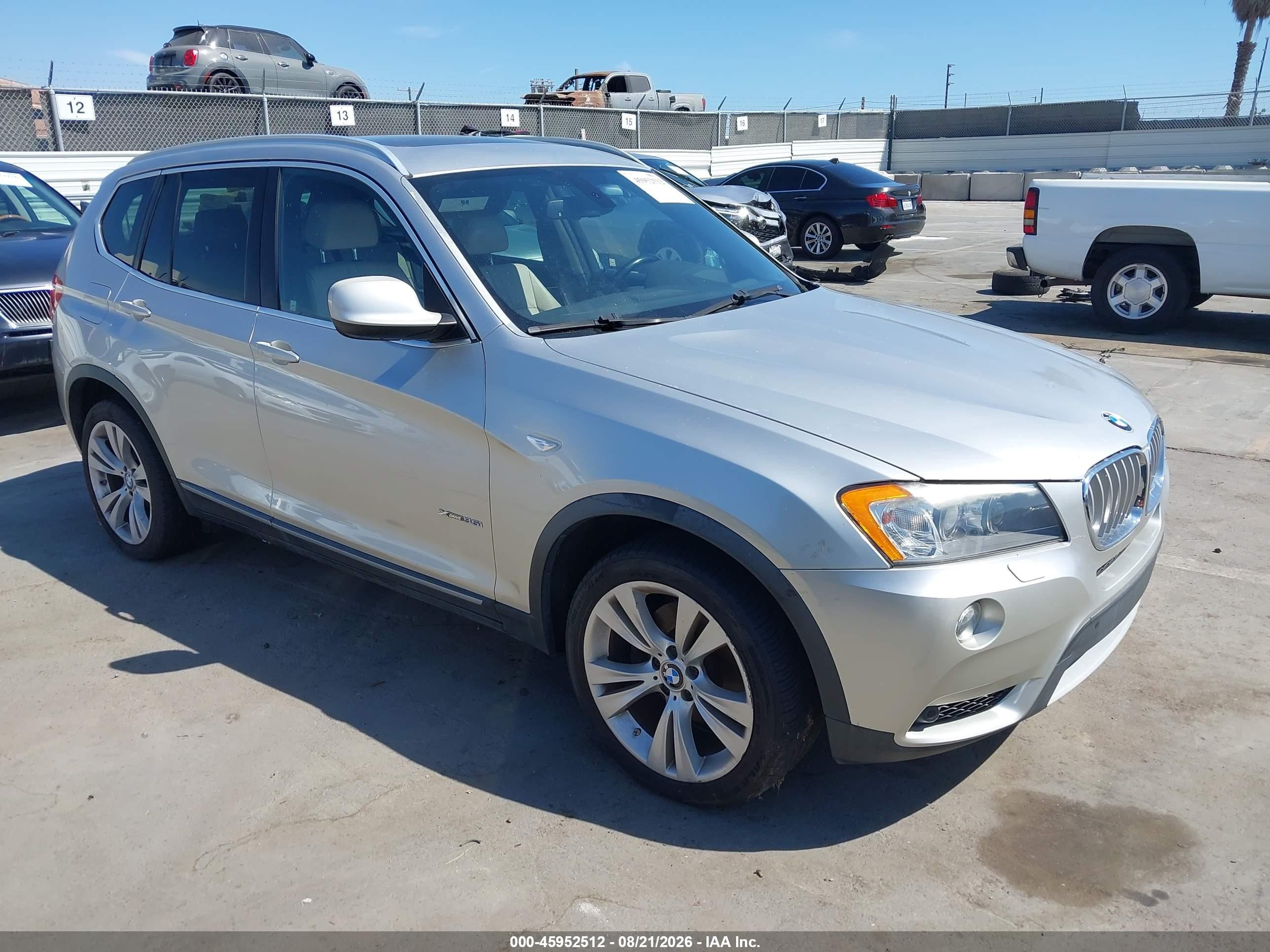 2012 BMW X3 VIN 5UXWX7C51CL889625 IAAI salvage auction — Normal Wear, Clear - Dealer Only (California), sold $700 on 2026-09-27 (photo 1)