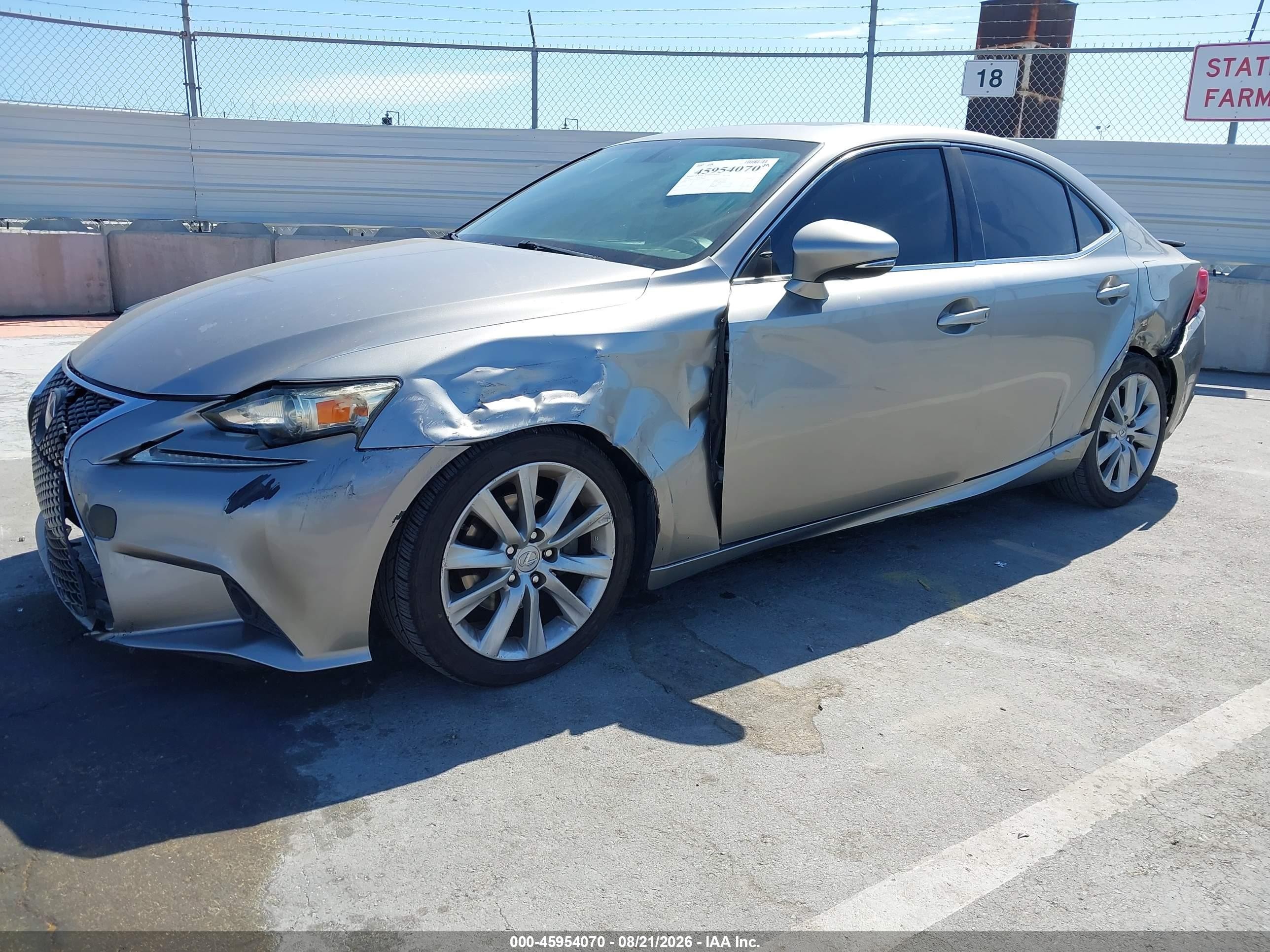 2014 Lexus IS 250 VIN JTHBF1D27E5018609 IAAI salvage auction — Side, Salvage (California), sold $3,500 on 2026-09-24 (photo 6)