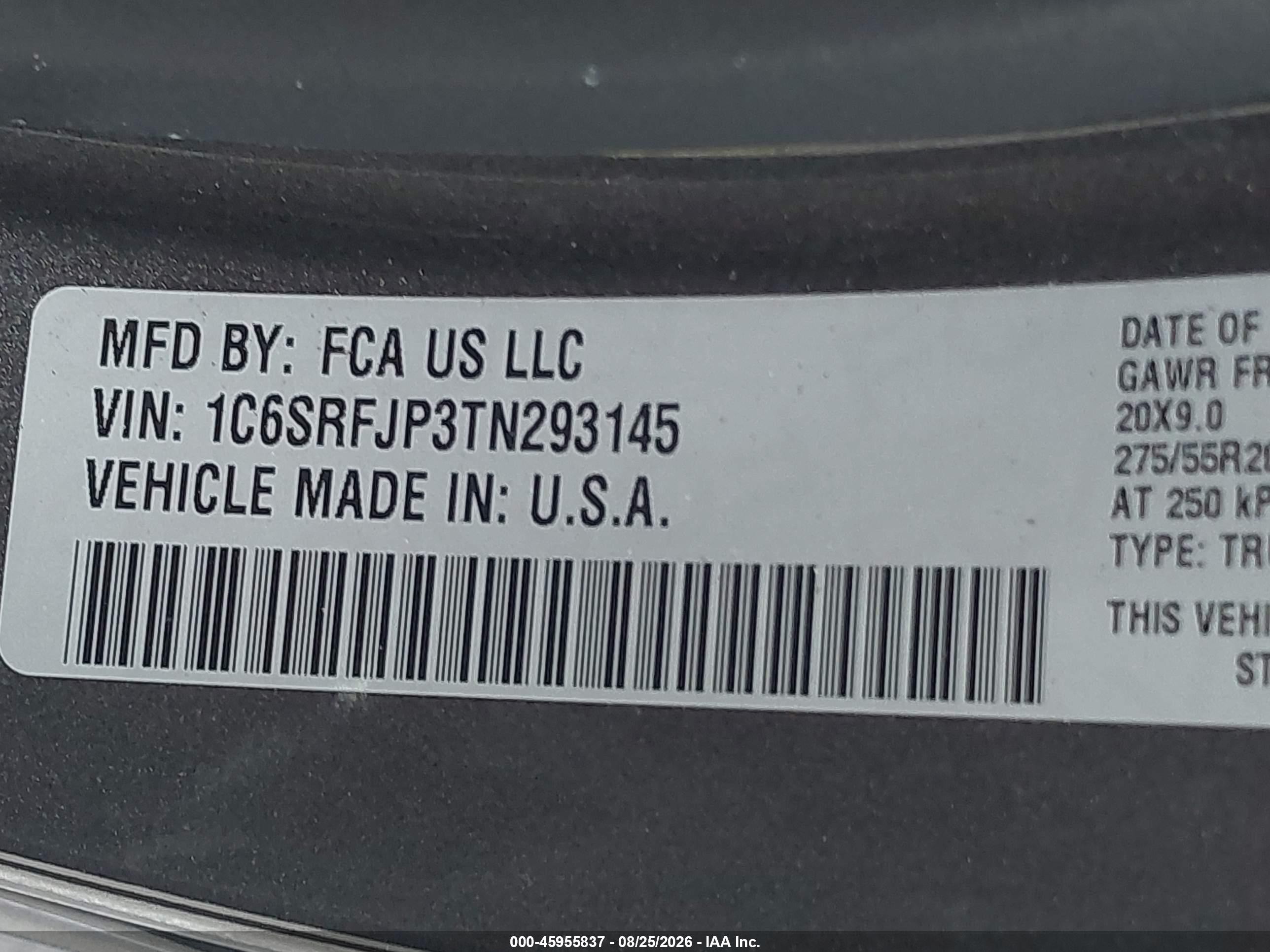 2026 Ram 1500 VIN 1C6SRFJP3TN293145 IAAI salvage auction — Side, Enterprise Vehicles Clear Only (Florida), sold $22,350 on 2026-09-17 (photo 9)