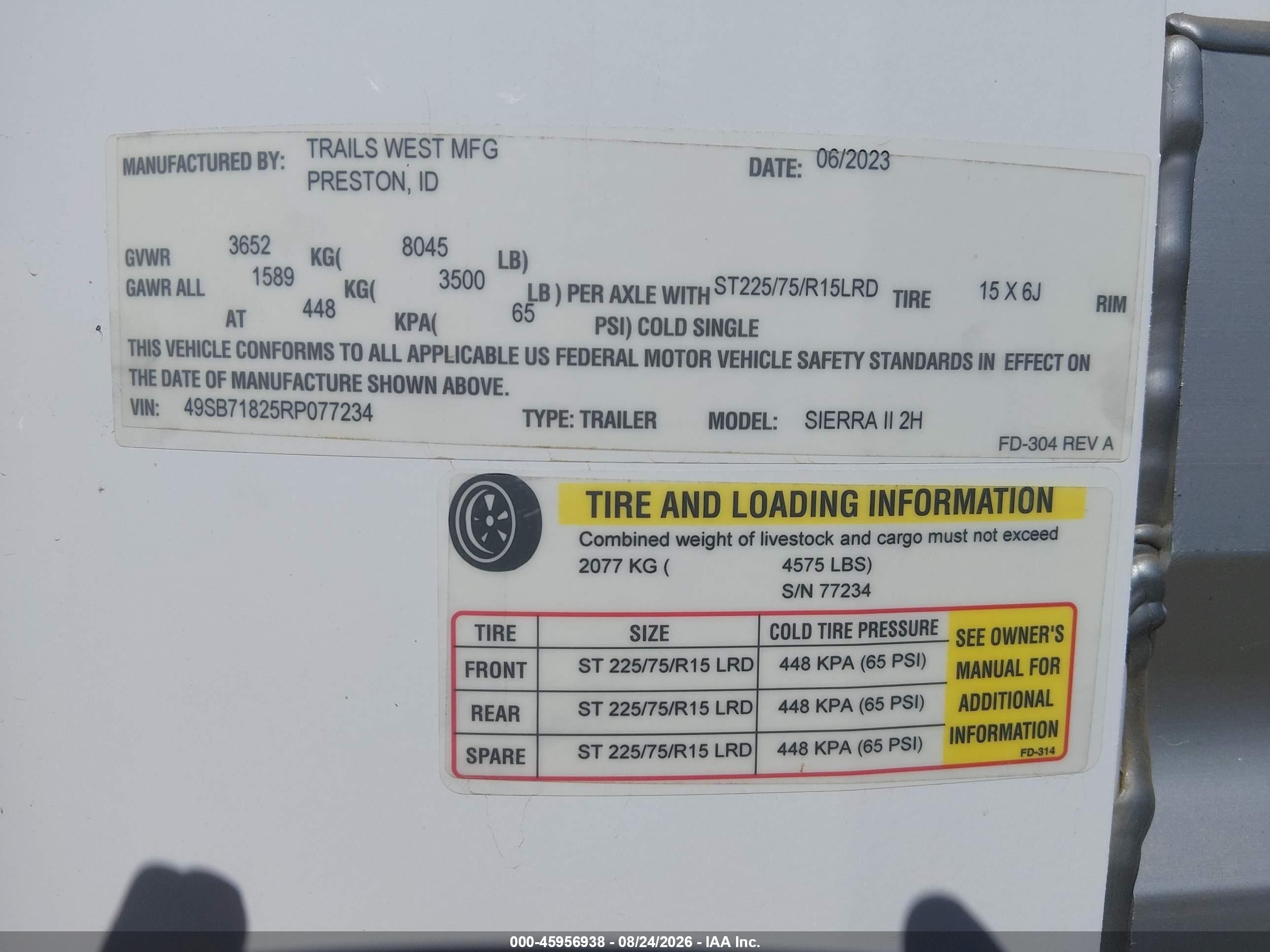 2024 Other Other VIN 49SB71825RP077234 IAAI salvage auction — Side, Salvage (California), sold $5,675 on 2026-09-16 (photo 9)