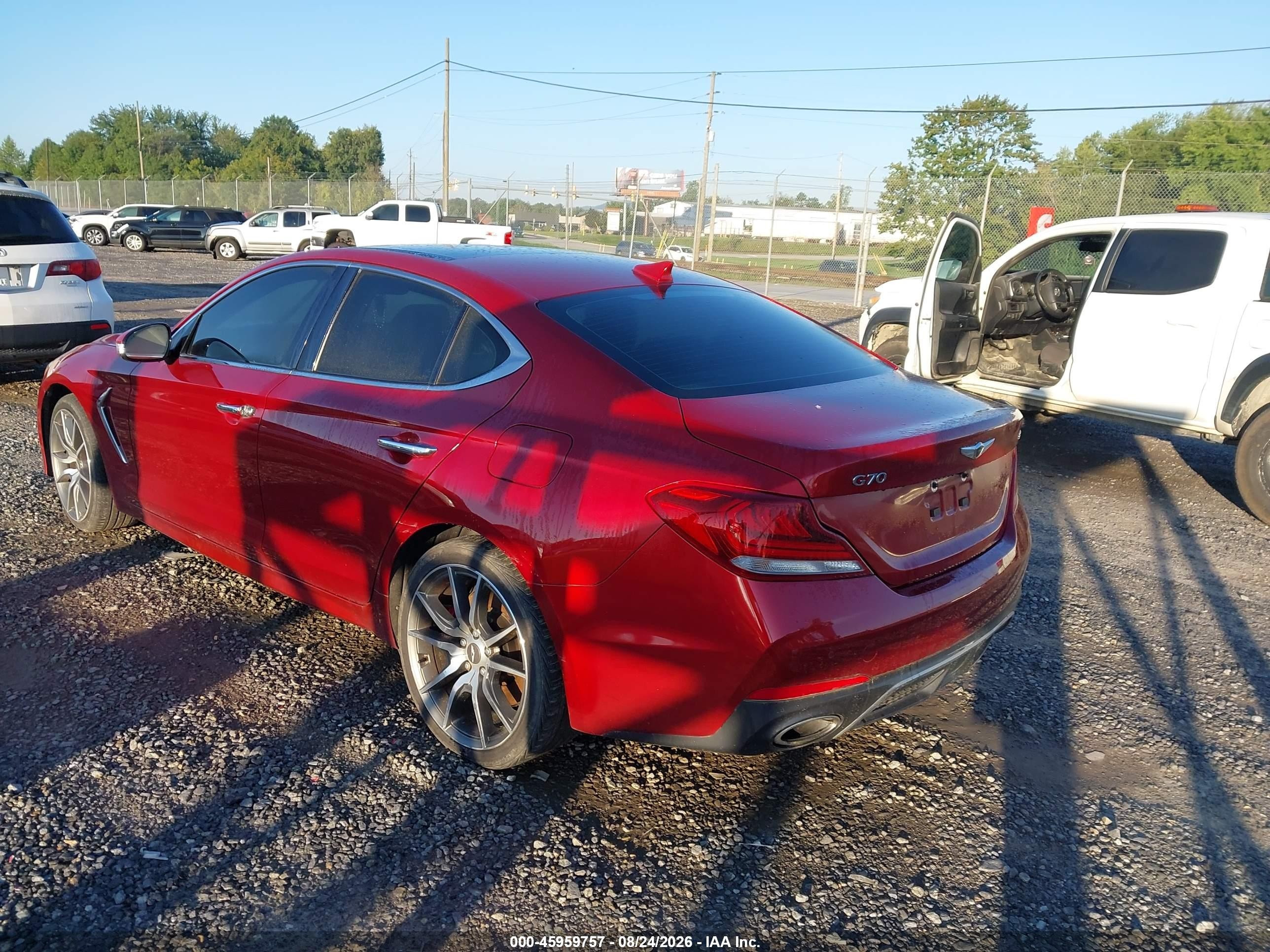 2020 Genesis G70 VIN KMTG74LEXLU063663 IAAI salvage auction — Unknown, Salvage Rebuilt (North Carolina), sold $14,000 on 2026-09-29 (photo 3)