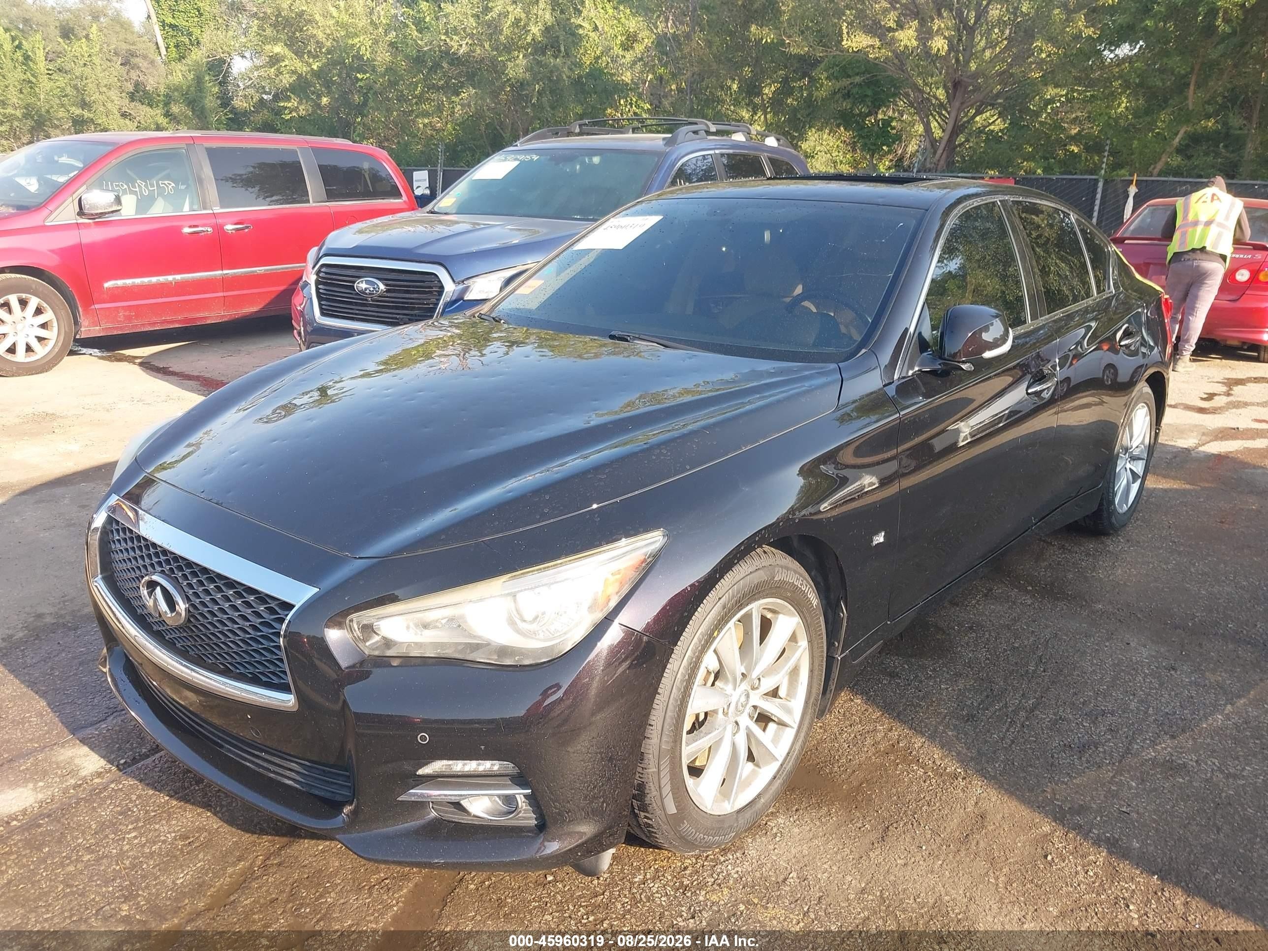 2014 Infiniti Q50 VIN JN1BV7AR6EM693613 IAAI salvage auction — Hail, Salvage (Kansas), sold $3,425 on 2026-10-02 (photo 2)