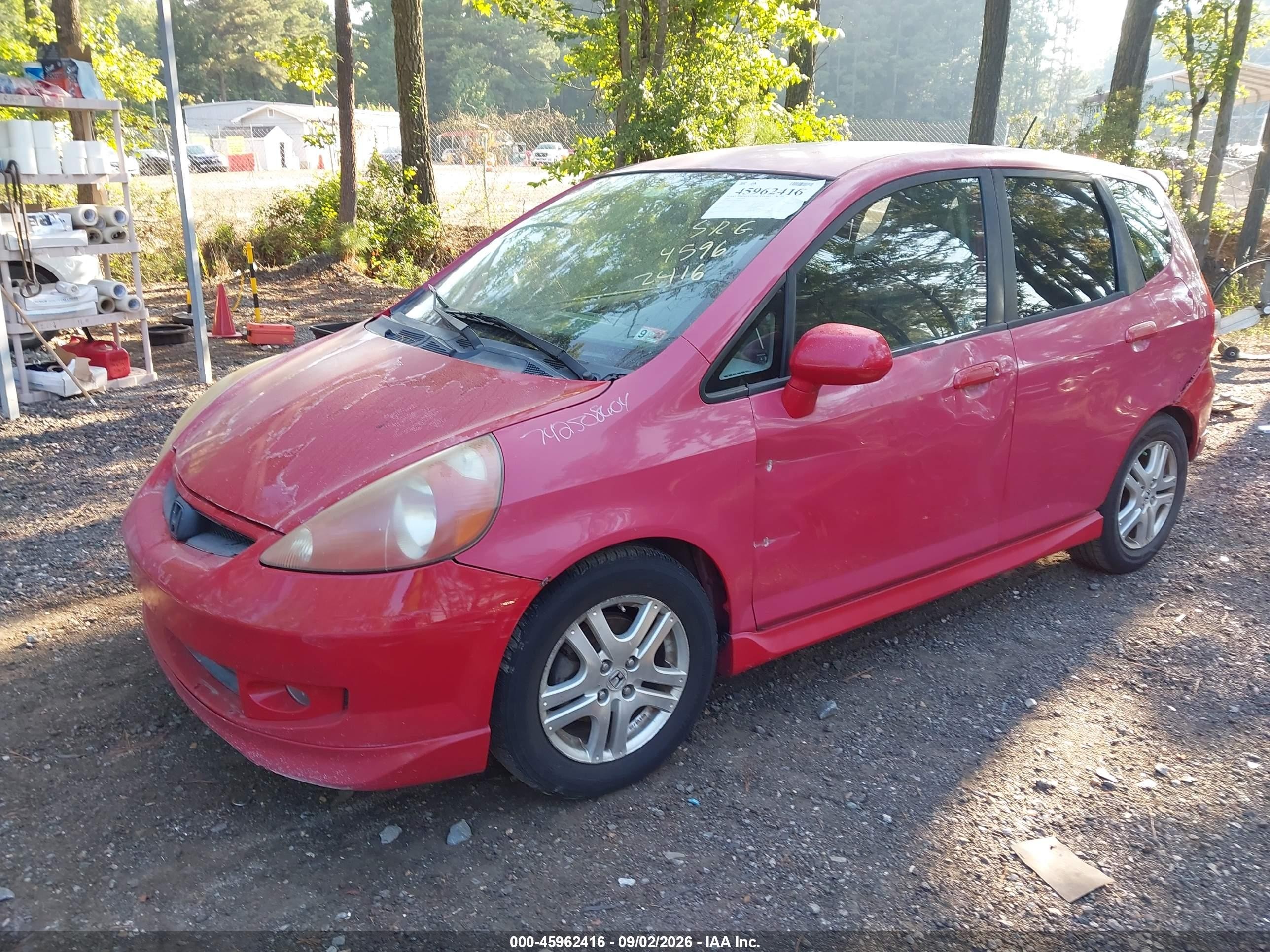 2008 Honda Fit VIN JHMGD38658S045611 IAAI salvage auction — Rear End, Clear (Virginia), sold $250 on 2026-10-07 (photo 2)