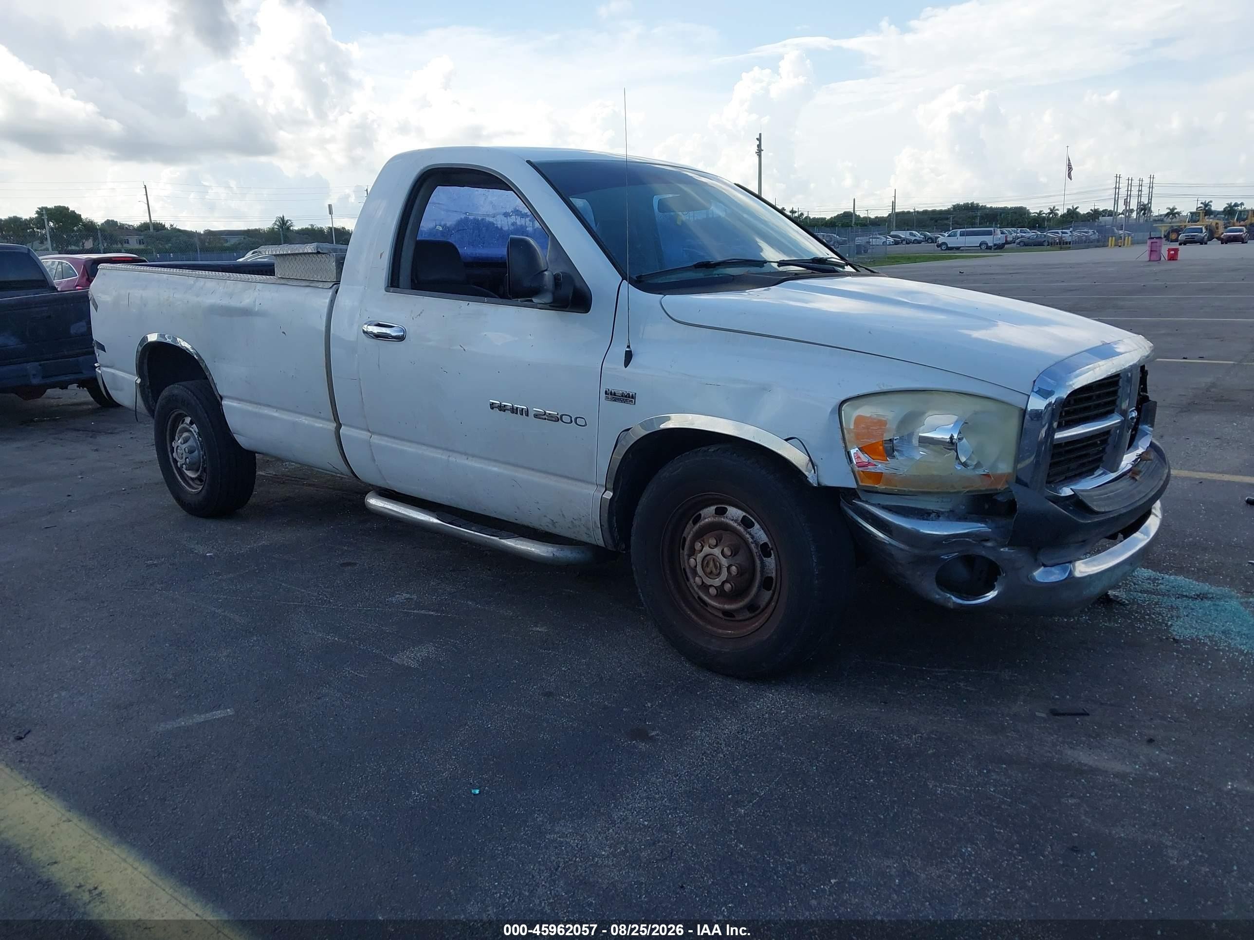 2006 Dodge Ram 2500 VIN 3D7KR26D06G264981 IAAI salvage auction — Unknown, Rebuildable (Florida), sold $400 on 2026-09-17 (photo 1)