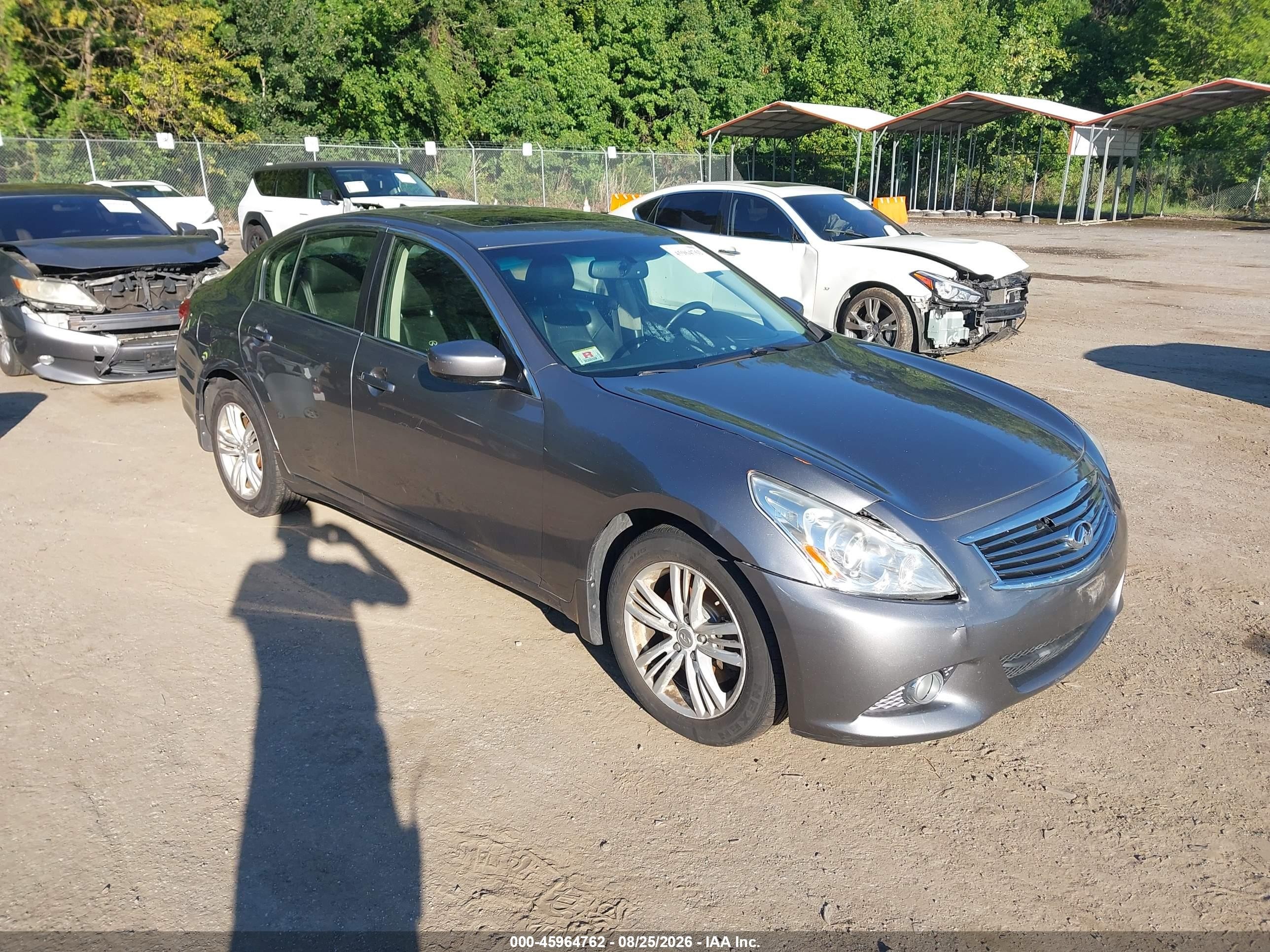 2013 Infiniti G VIN JN1CV6AR6DM751961 IAAI salvage auction — Normal Wear, Clear (Massachusetts), sold $875 on 2026-09-20 (photo 1)