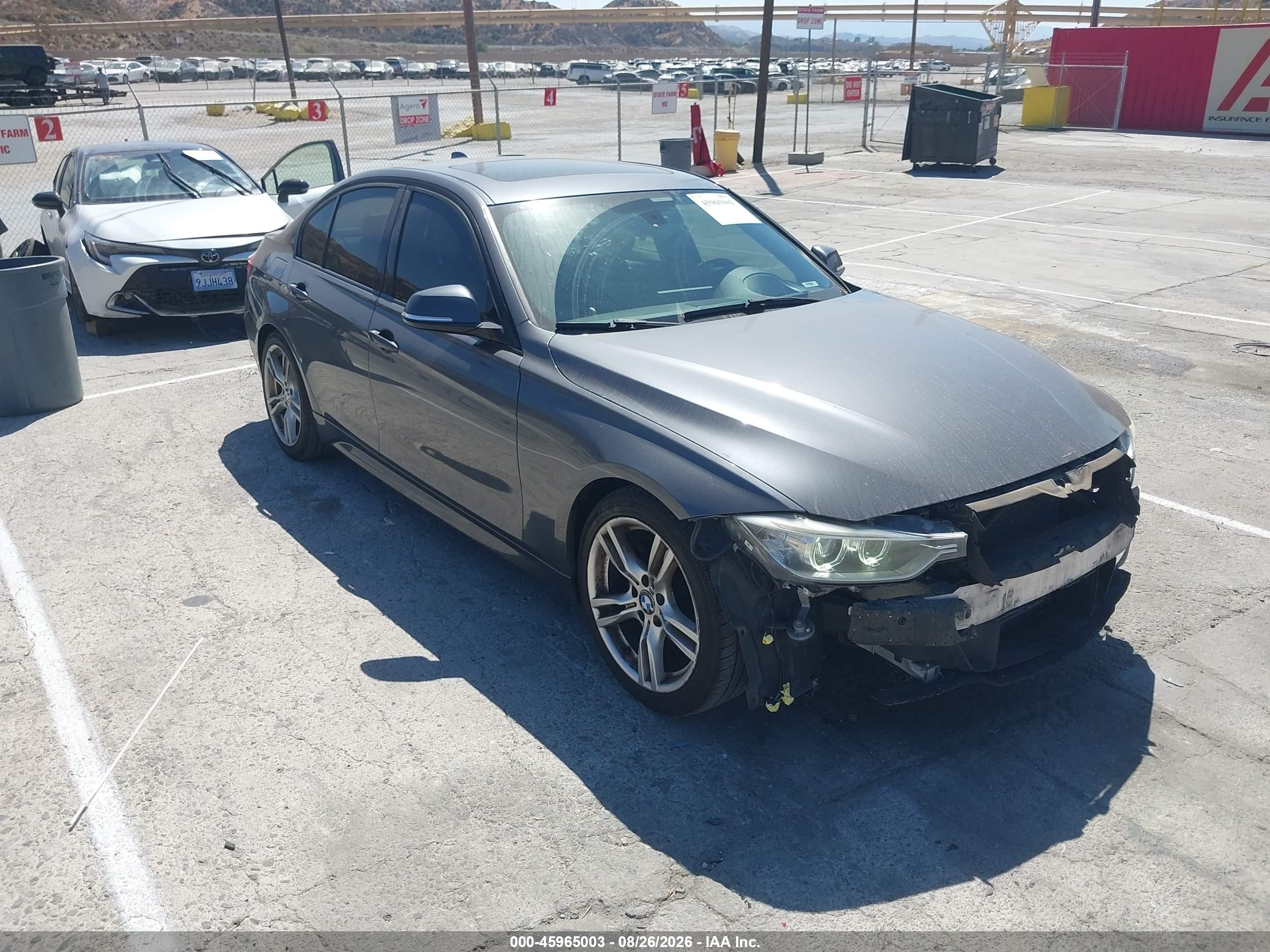 2014 BMW 3 Series VIN WBA3D3C56EK153839 IAAI salvage auction — Front End, Salvage (California), sold $1,450 on 2026-09-13 (photo 1)