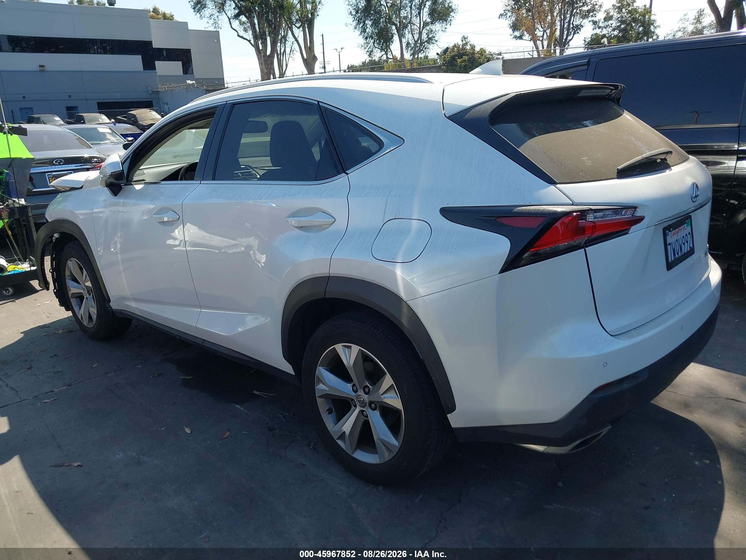 2017 Lexus NX 200t VIN JTJYARBZ2H2067938 IAAI salvage auction — Front End, Salvage Certificate (California), sold $7,100 on 2026-09-13 (photo 3)