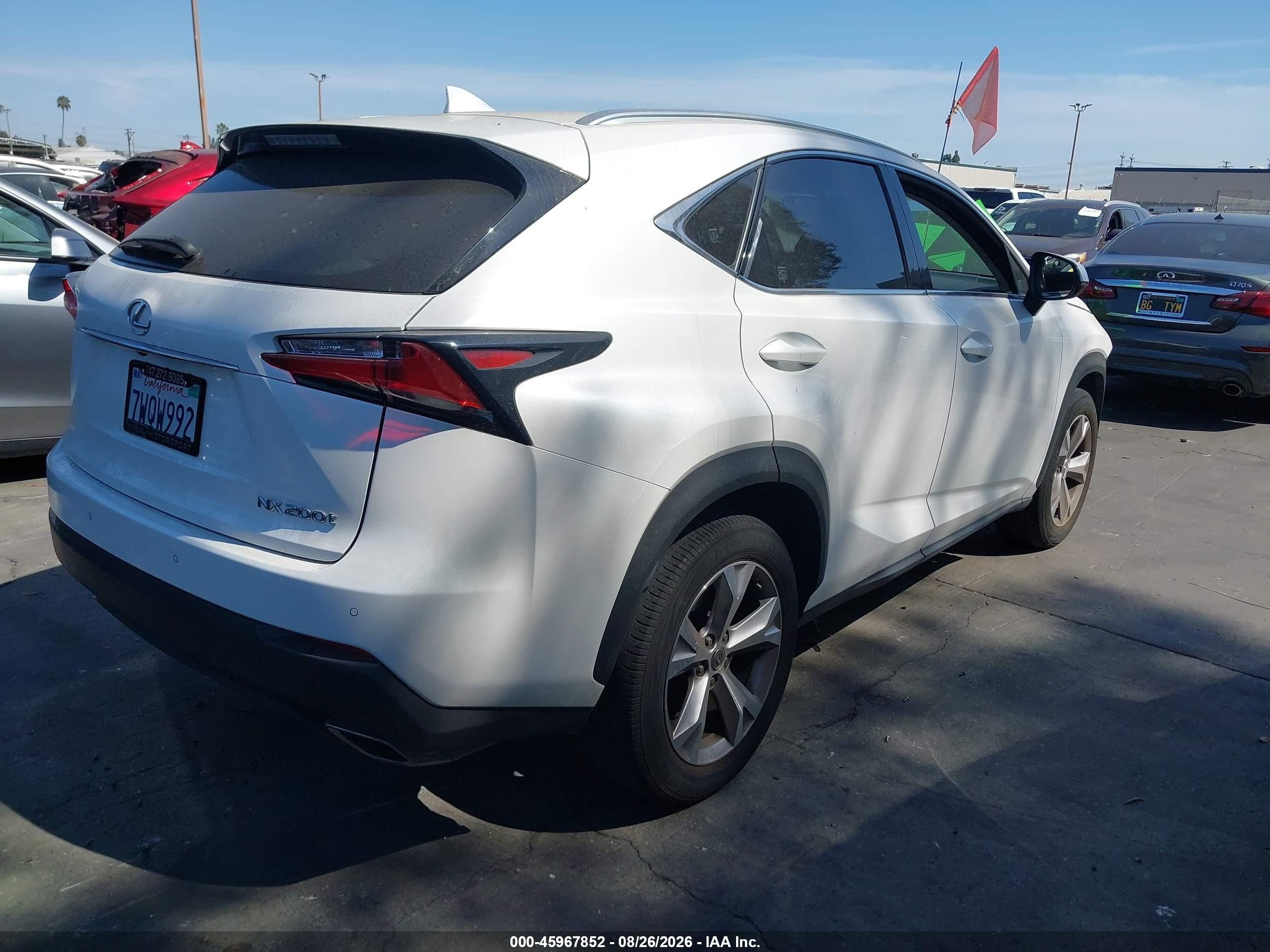 2017 Lexus NX 200t VIN JTJYARBZ2H2067938 IAAI salvage auction — Front End, Salvage Certificate (California), sold $7,100 on 2026-09-13 (photo 4)