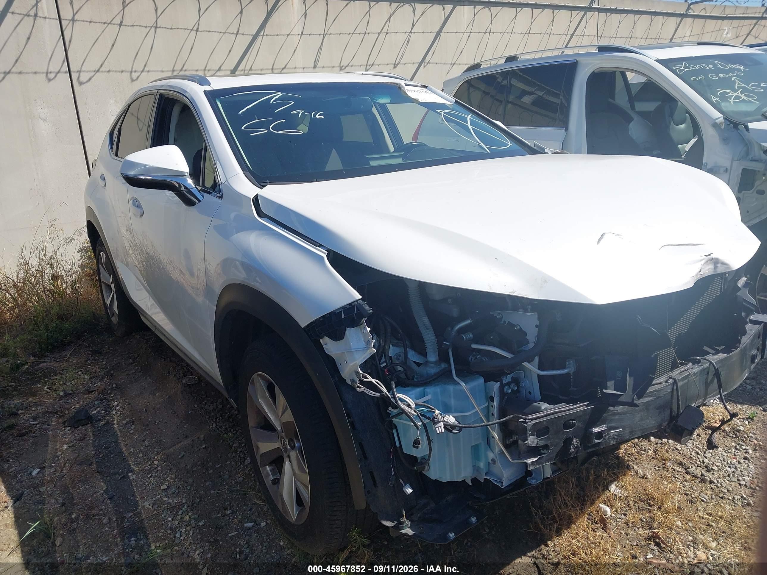 2017 Lexus NX 200t VIN JTJYARBZ2H2067938 IAAI salvage auction — Front End, Salvage Certificate (California), sold $7,100 on 2026-09-13 (photo 1)